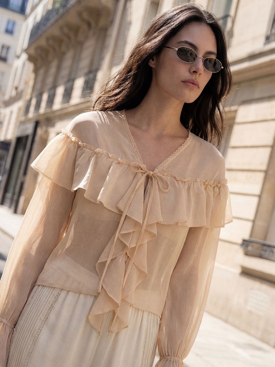 Bell Sleeve Ruffle Top