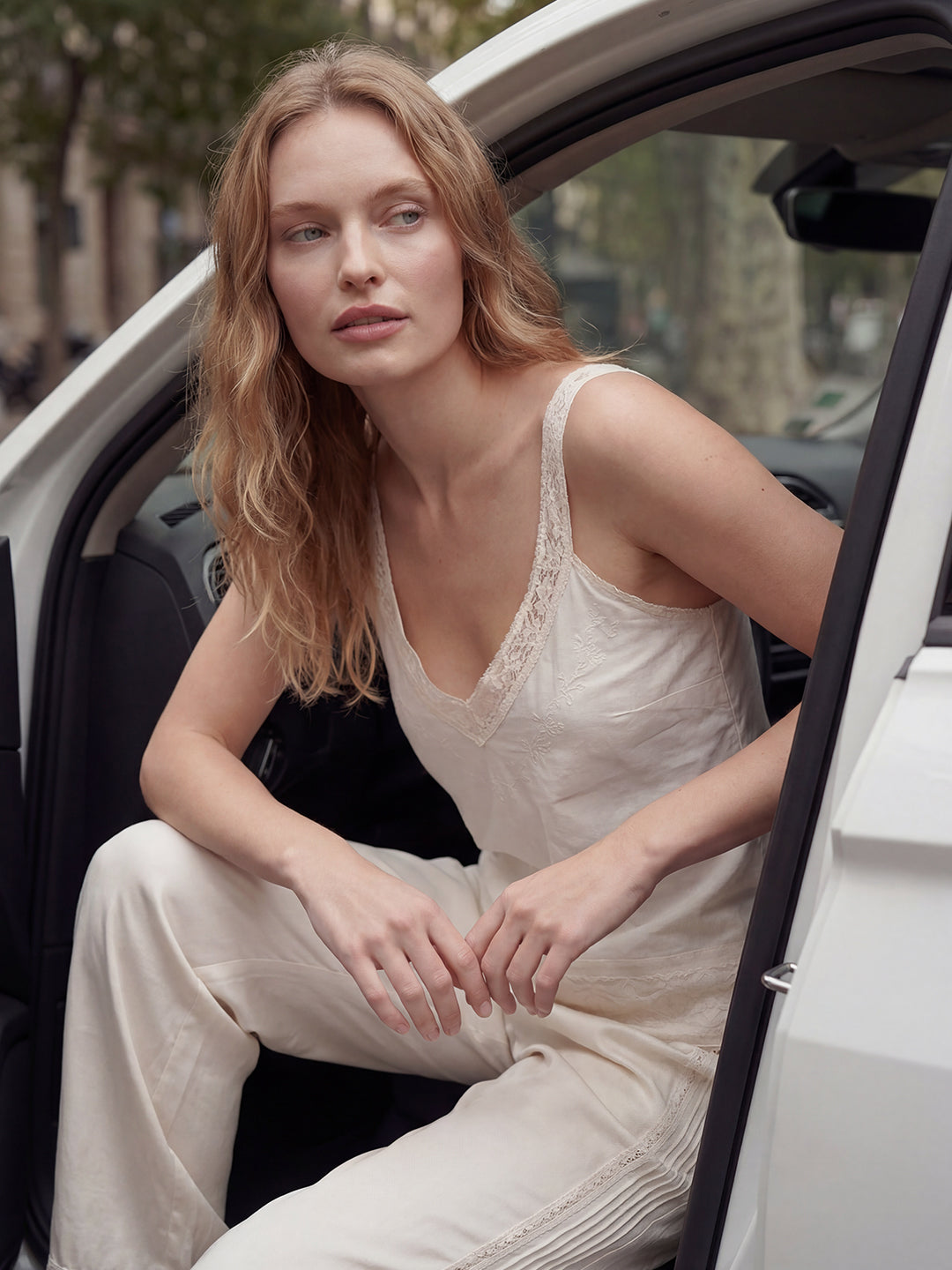 Lace-Trim Cotton Camisole Top