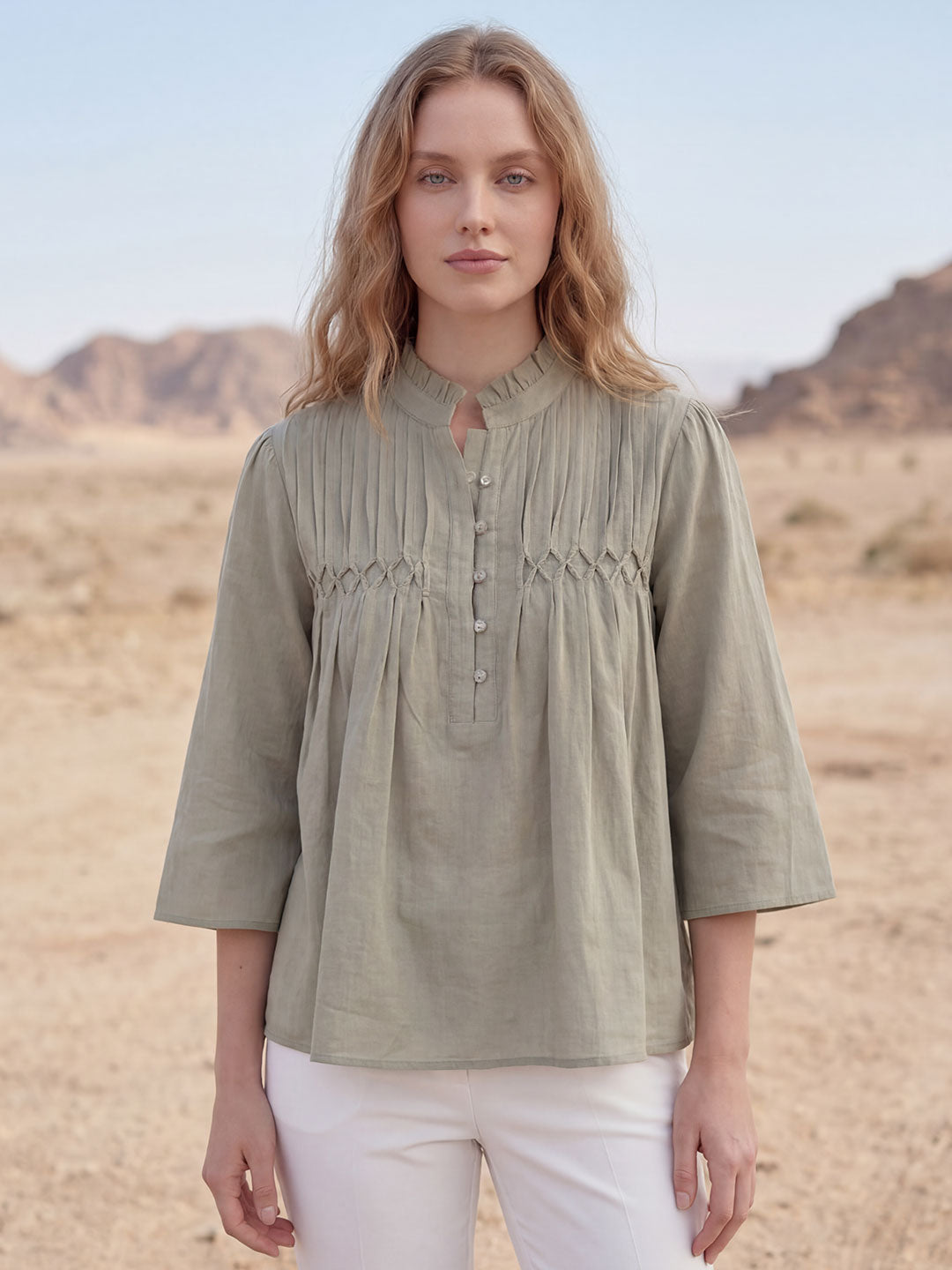 Pastel Pleated Blouse