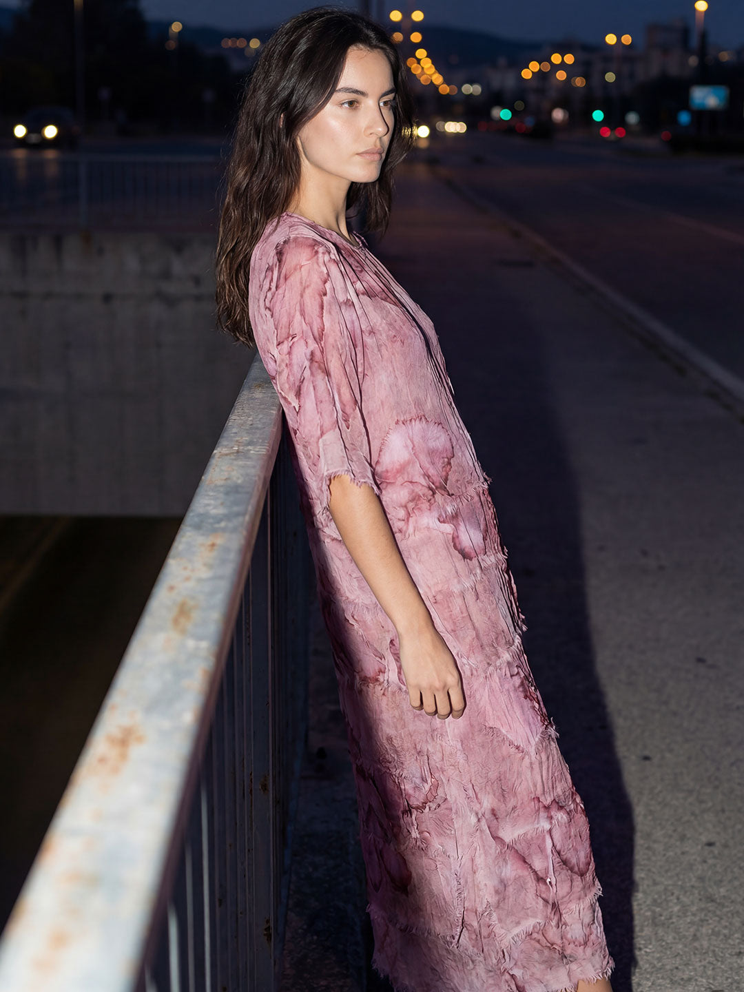 Textured Floral Print Midi Dress