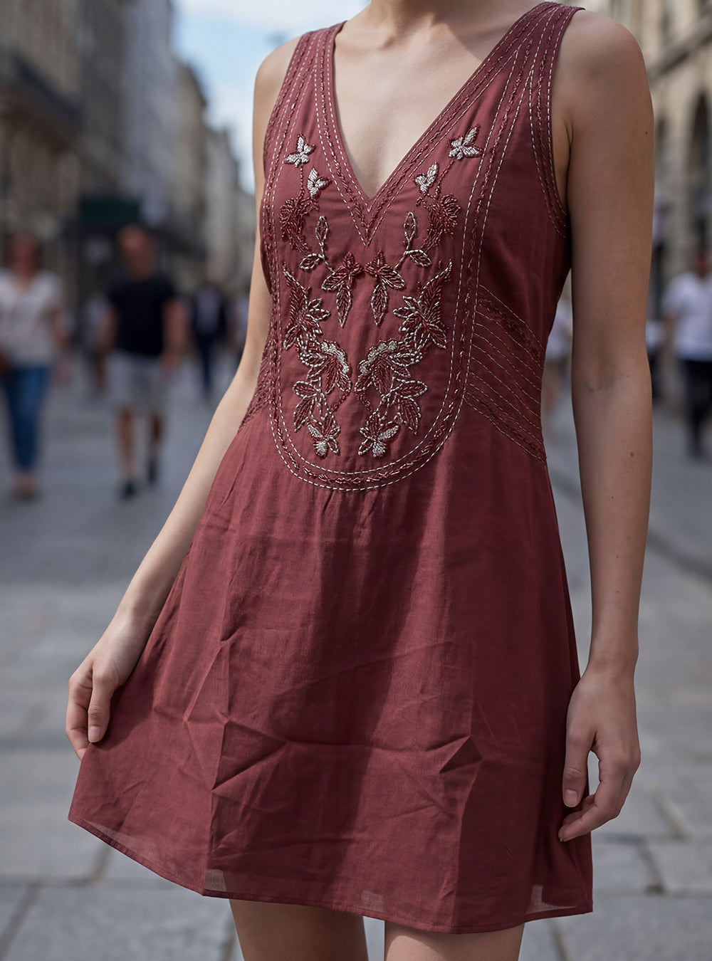 Boho Embroidered Mini Dress