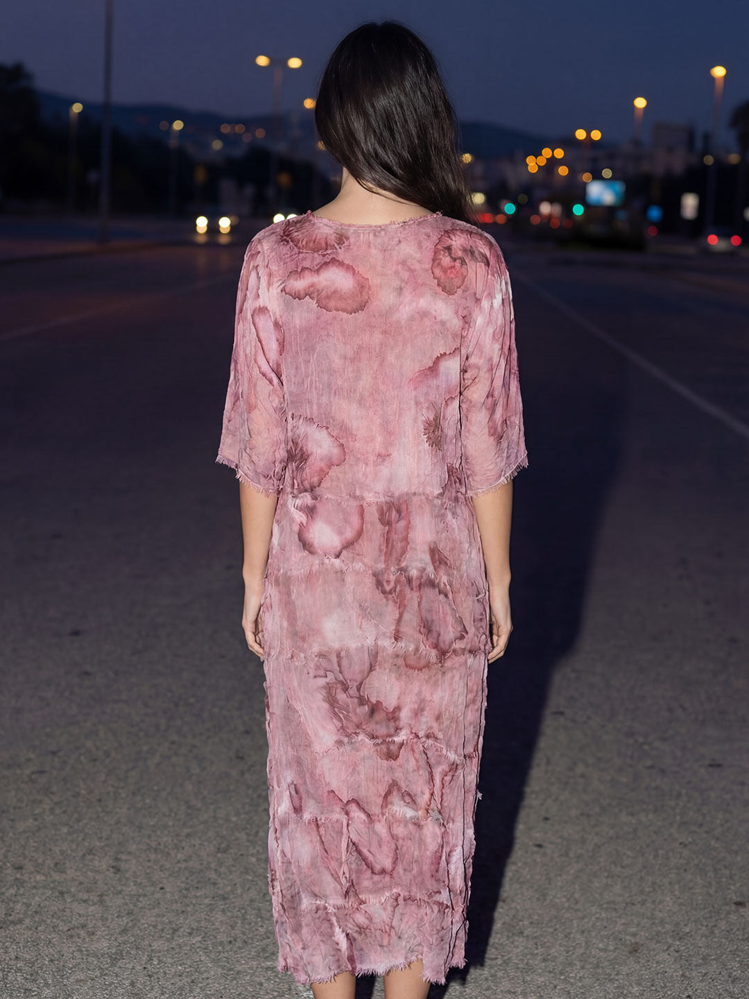 Textured Floral Print Midi Dress