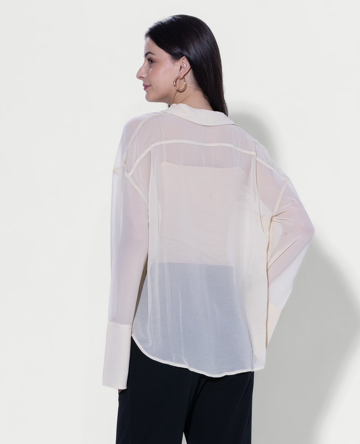 Sheer Lace Panel Shirt