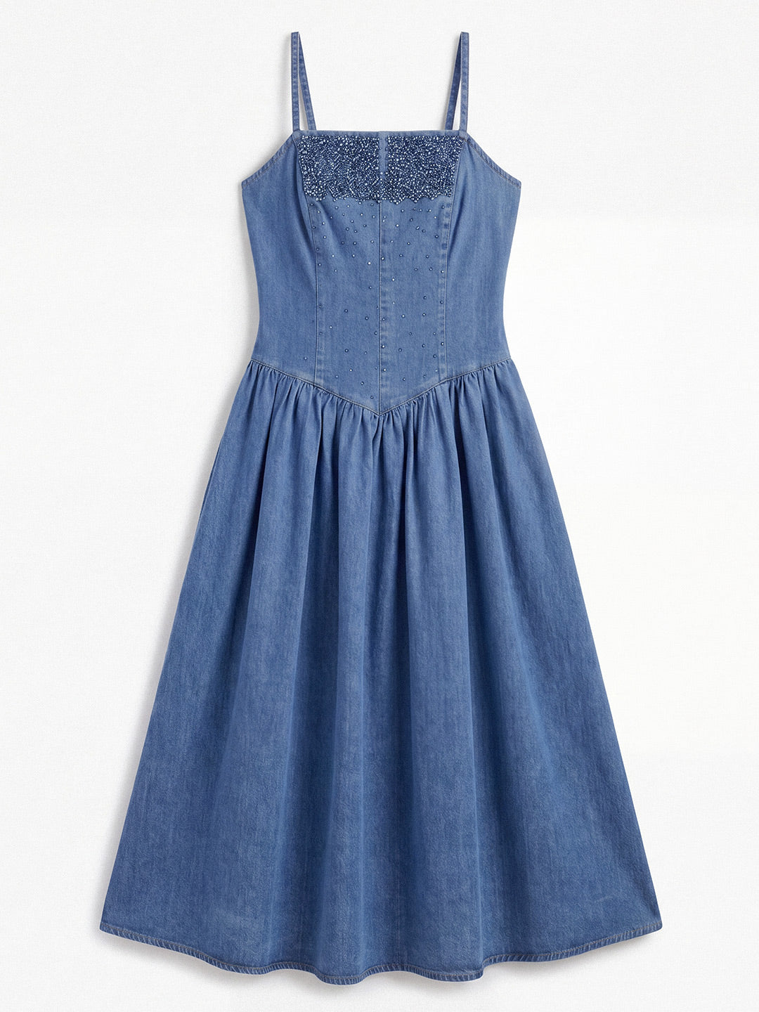 Midi dress with beaded bodice