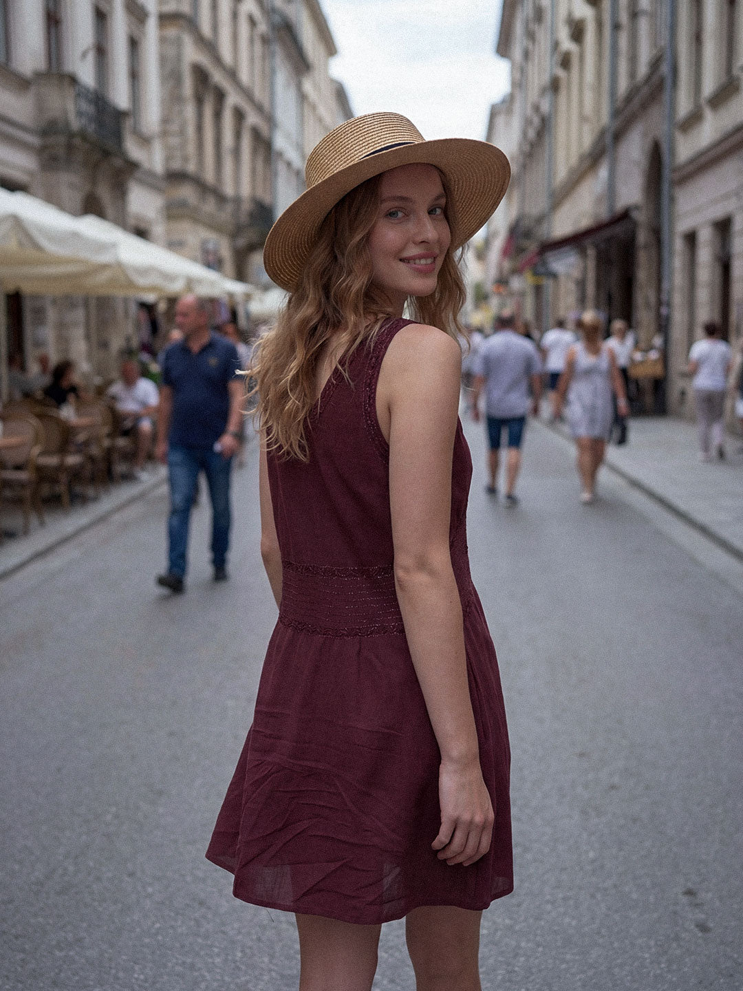 Embroidered V-Neck Mini Dress