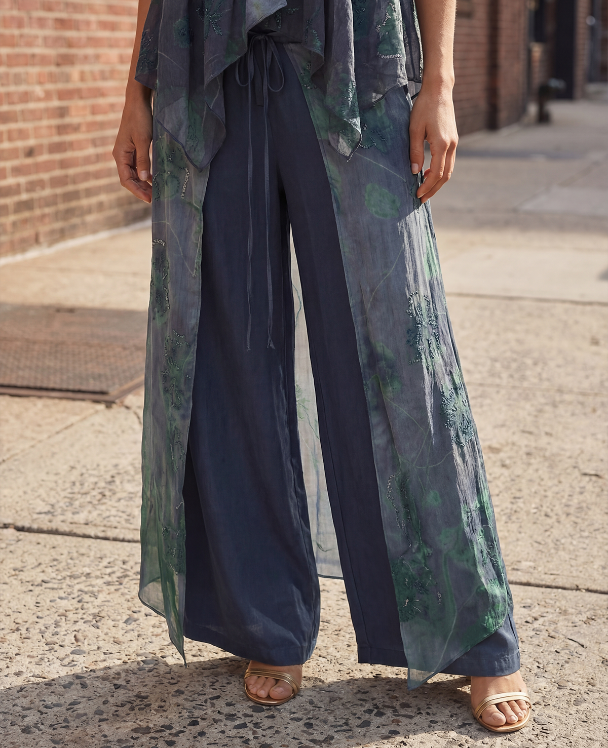 Beaded wrap trousers