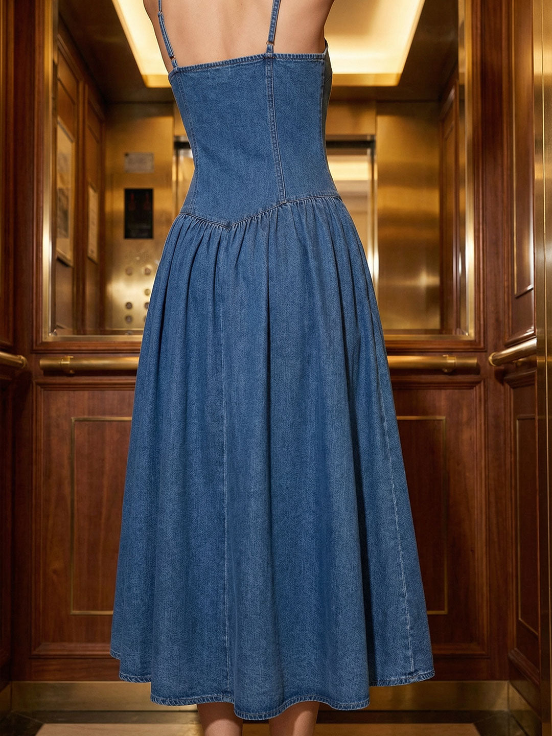 Midi dress with beaded bodice