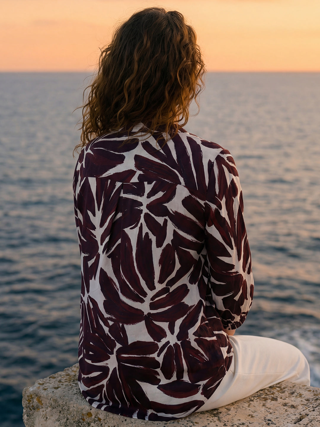 Flora Bloom Henley (Mulberry Red)