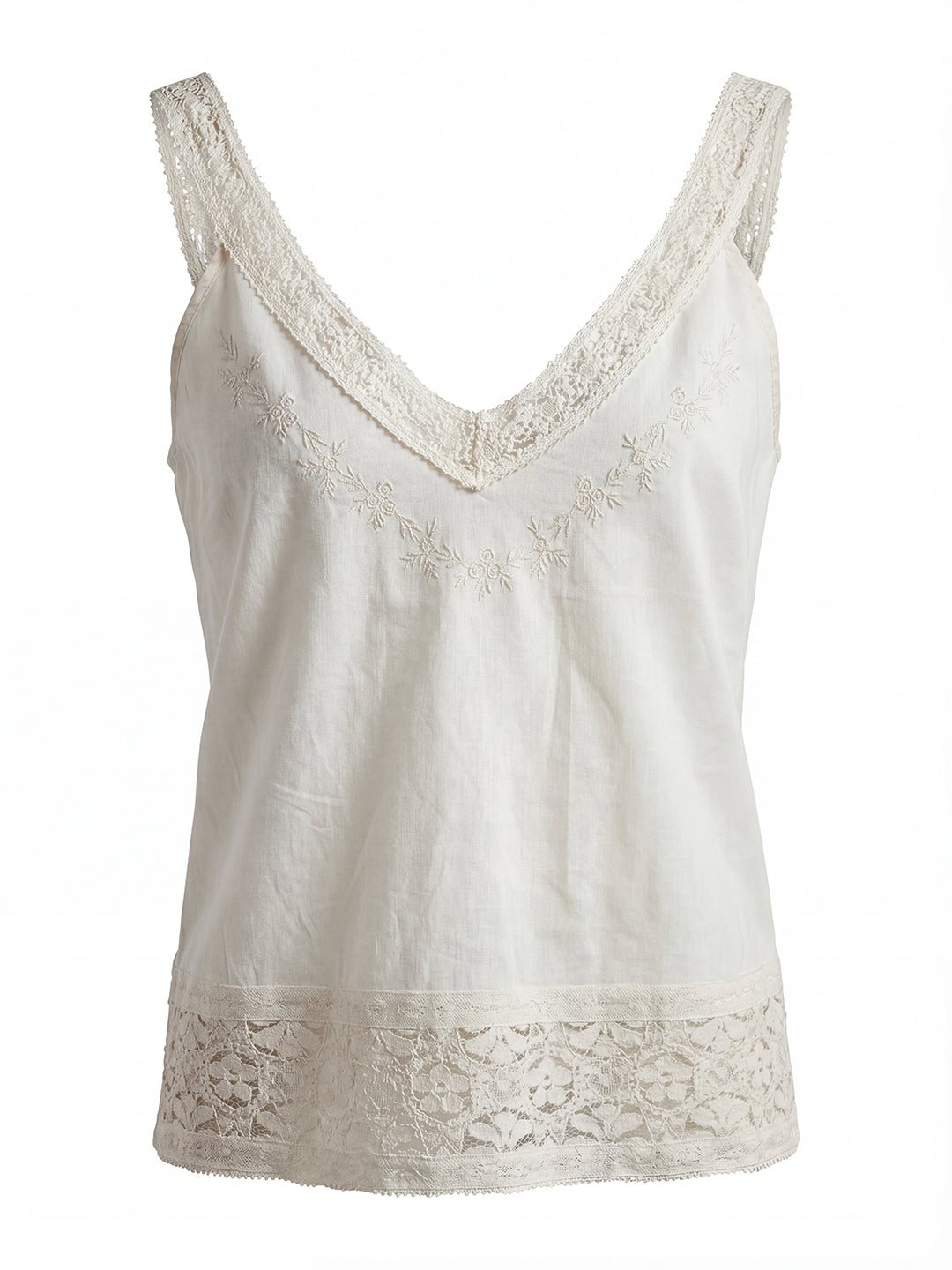 Lace-Trim Cotton Camisole Top