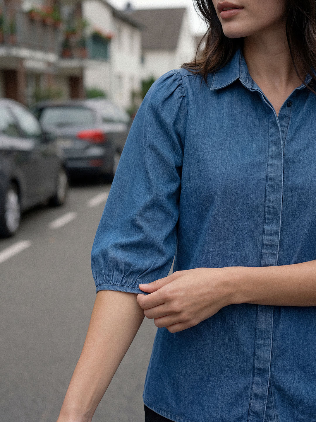 Minimal Puff Denim Shirt