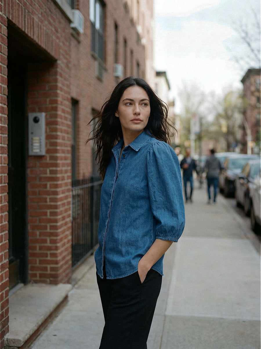 Minimal Puff Denim Shirt