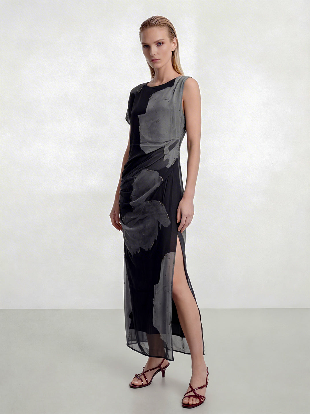 Smoke & Shadow Draped Midi