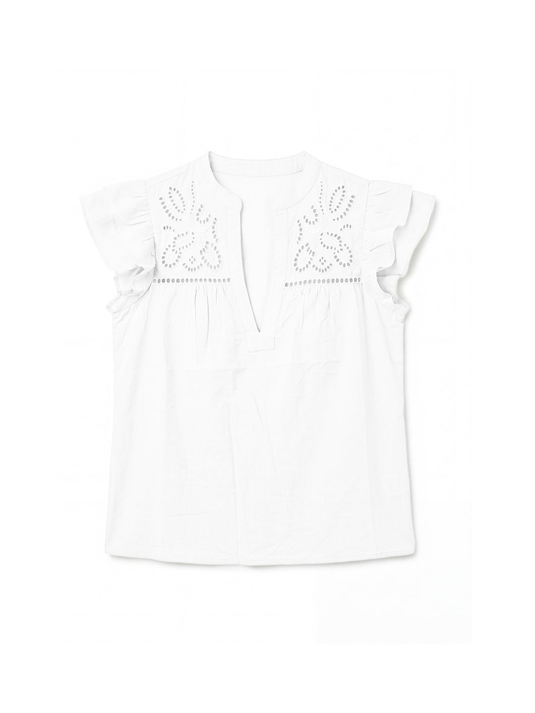 Schiffli Flutter Sleeve Top
