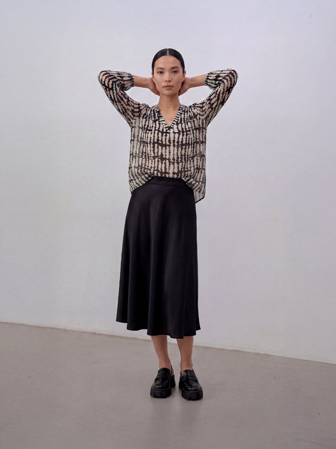 Sleek Black Flared Skirt