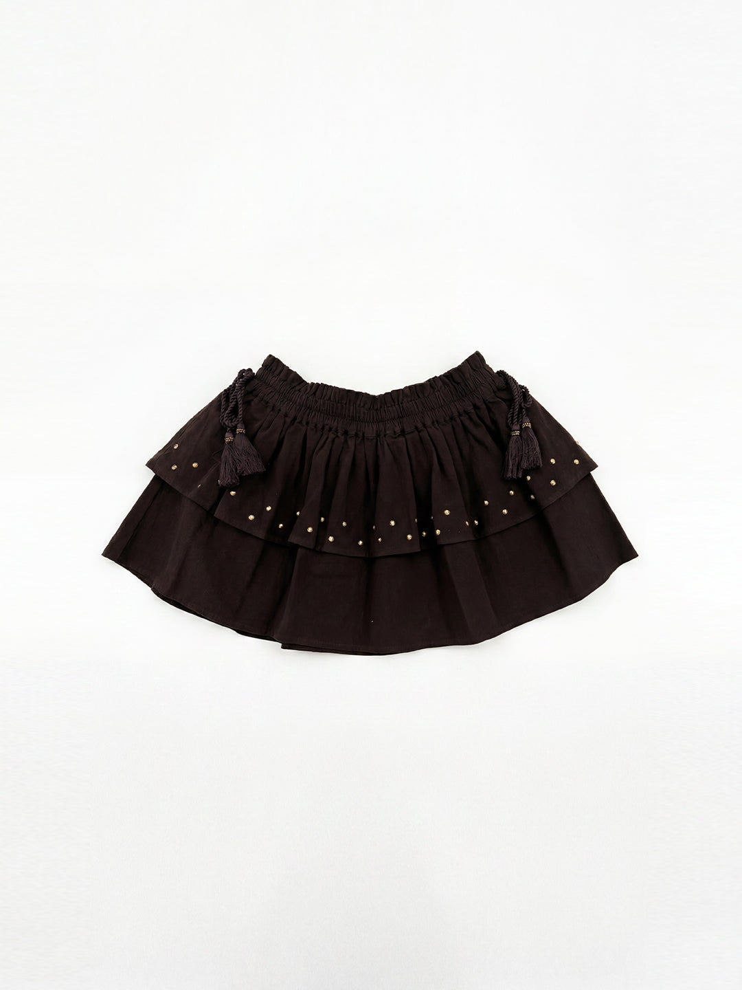 Noir Studded Tiered Skirt (Brown)