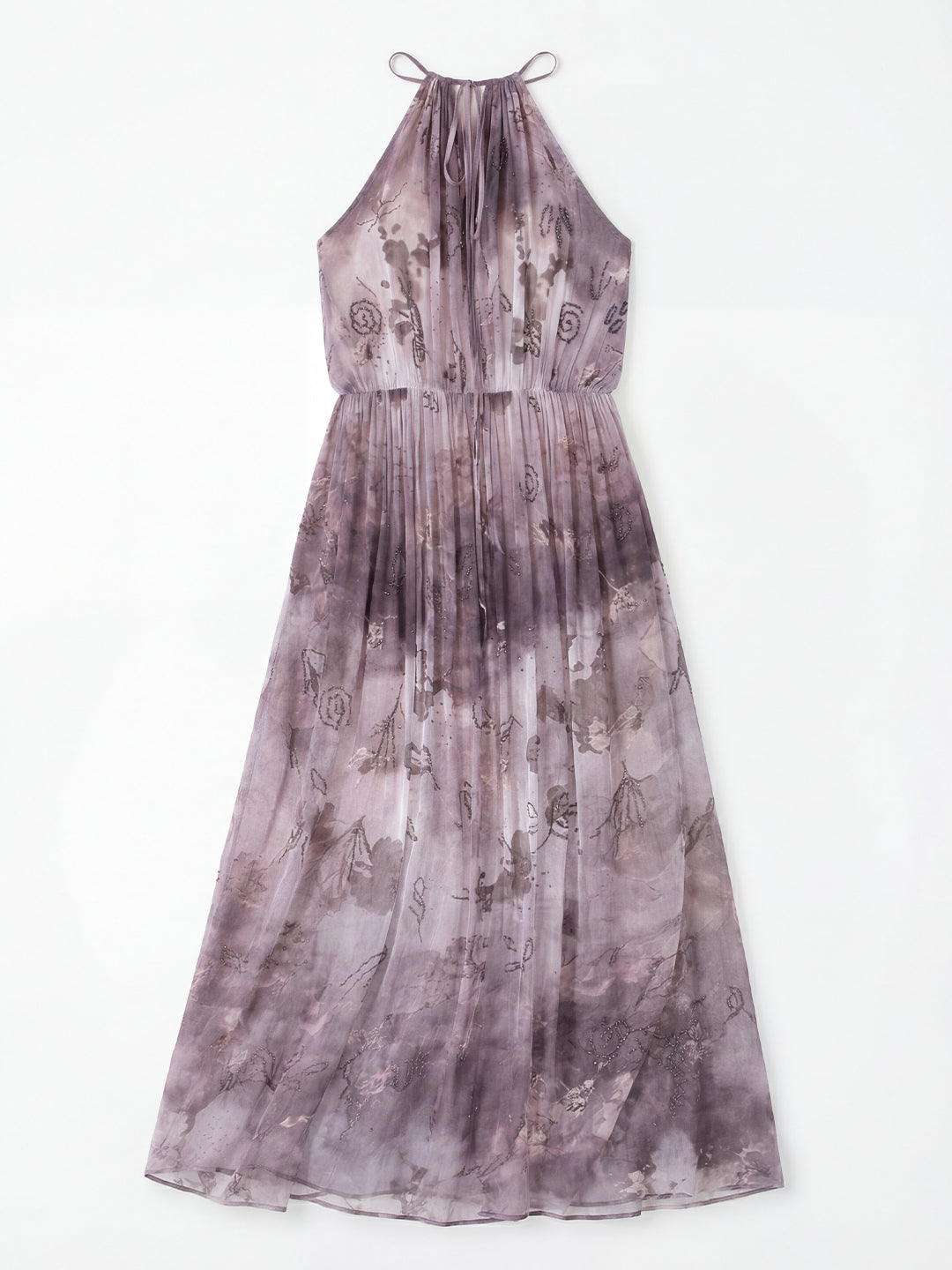 Pleated Halter Maxi Dress