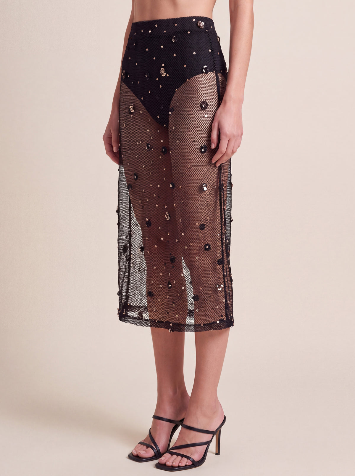 Noir Sequin Mesh Skirt