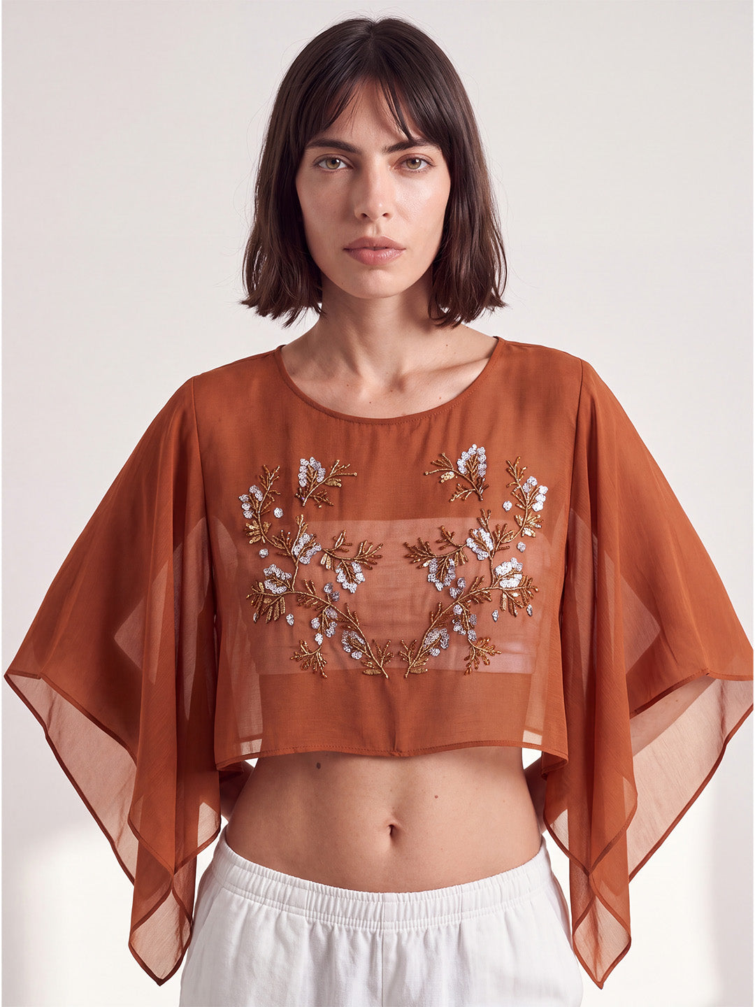 Embroidered Cape Top