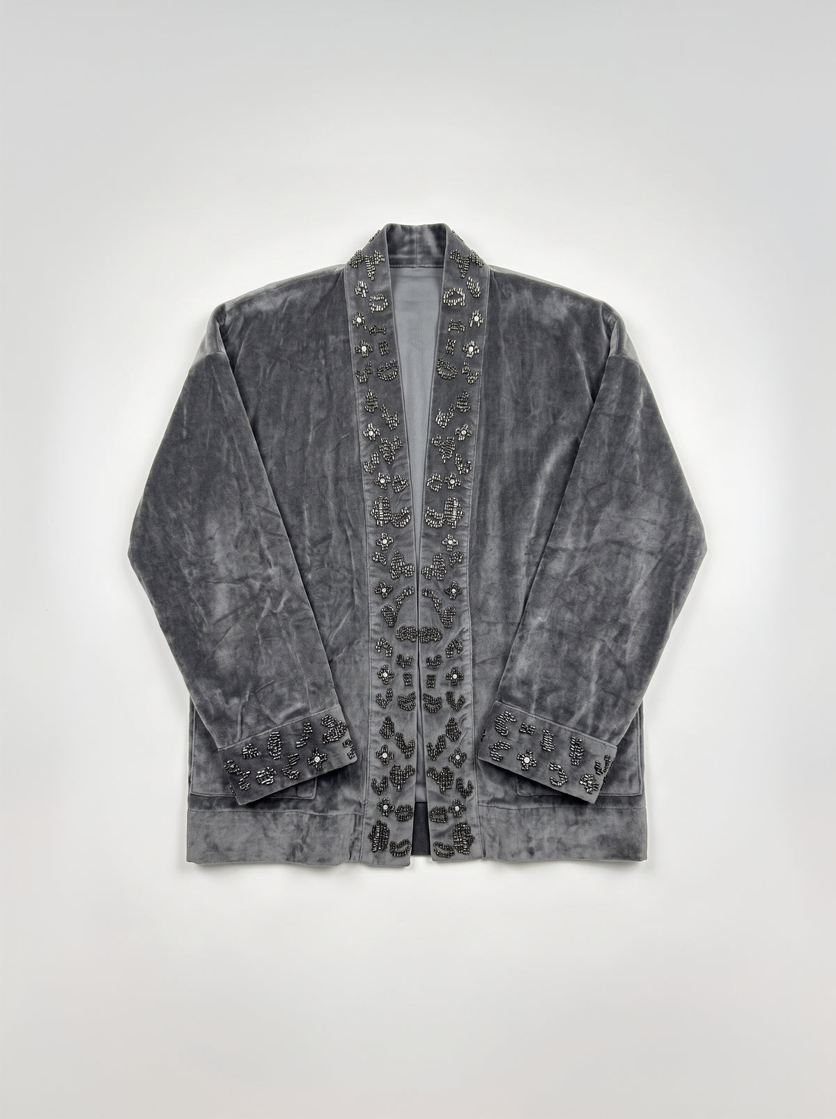 Slate Beaded Velvet Jacket