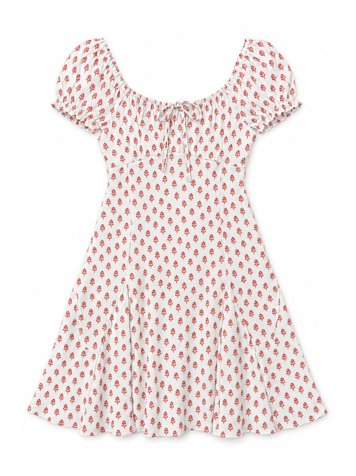Printed Puff-Sleeve Mini Dress