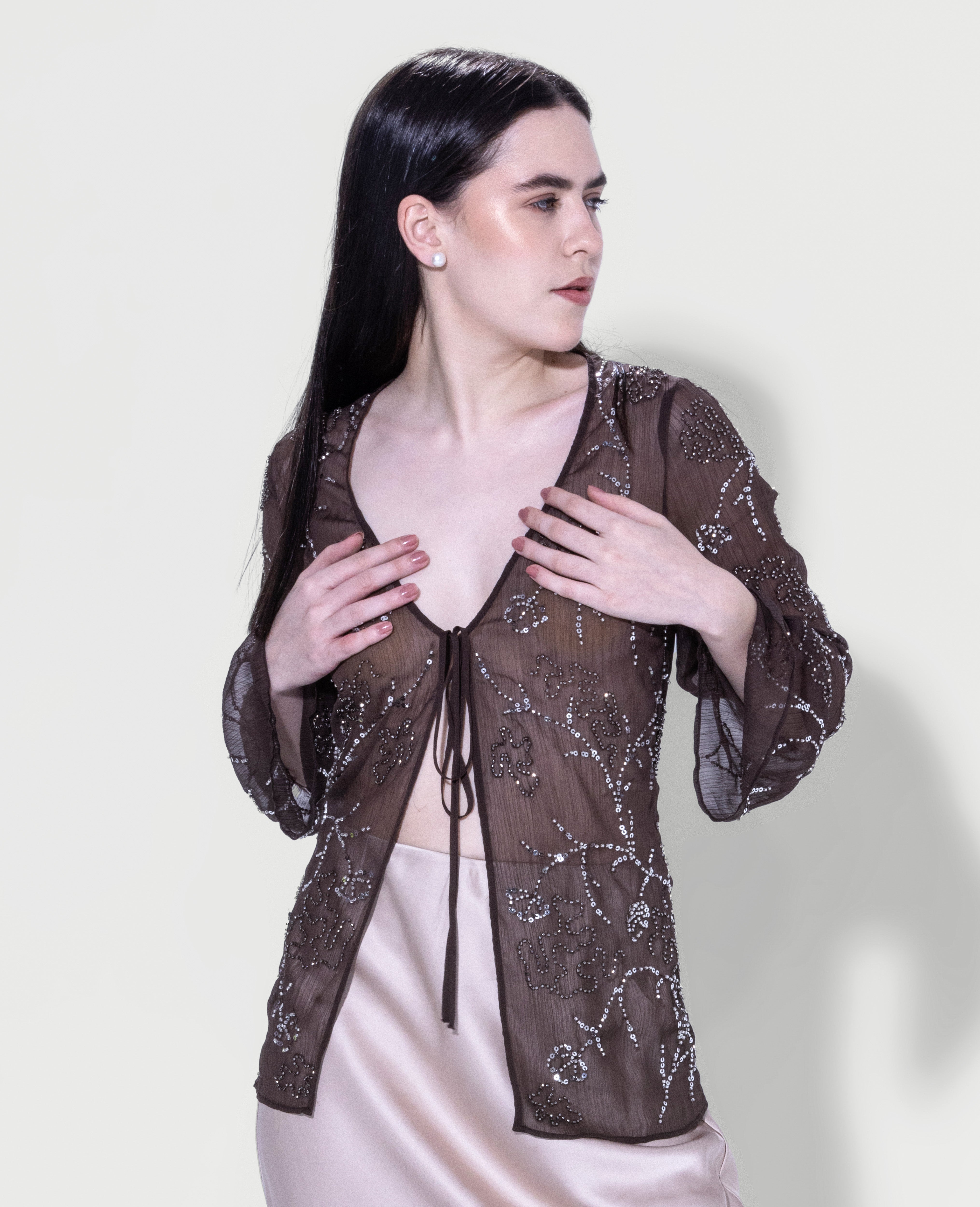 Embellished Sheer Top