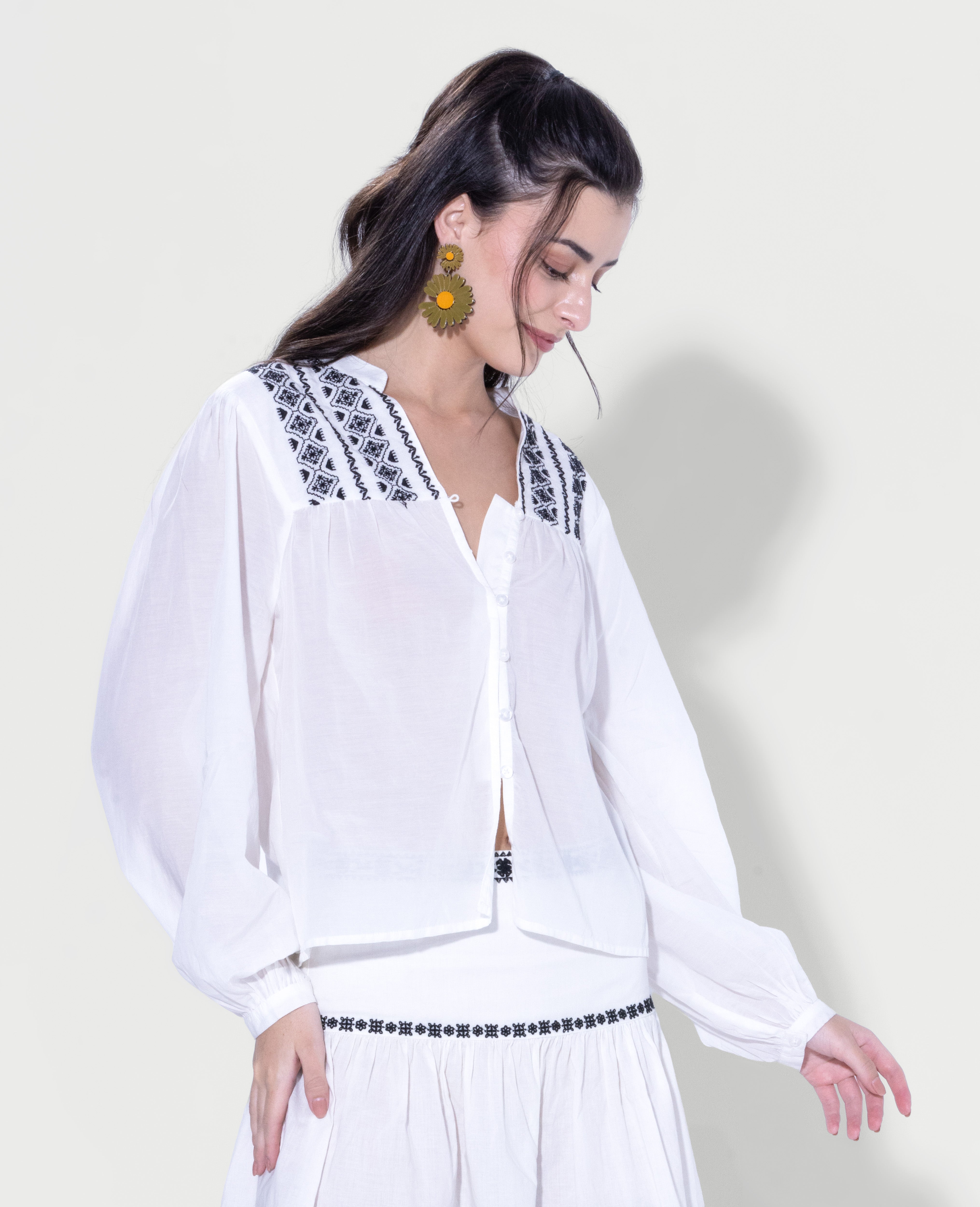 White Embroidered Shirt