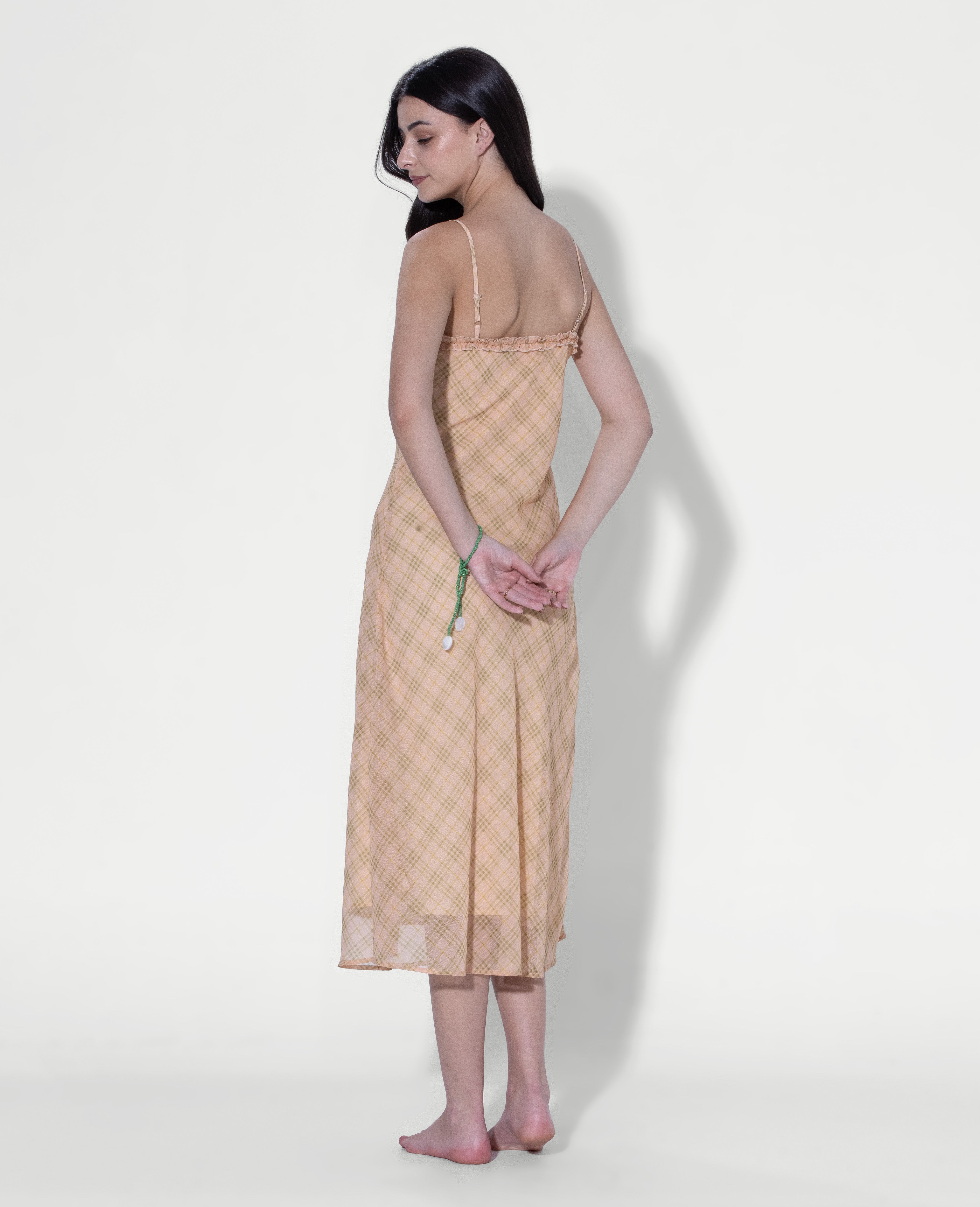 Checked Slip Midi Dress