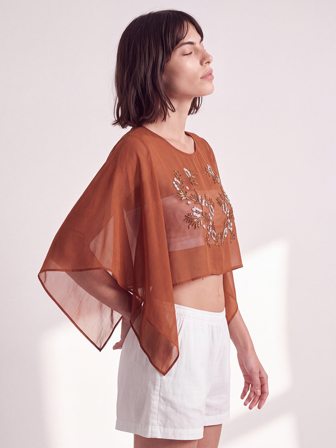 Embroidered Cape Top