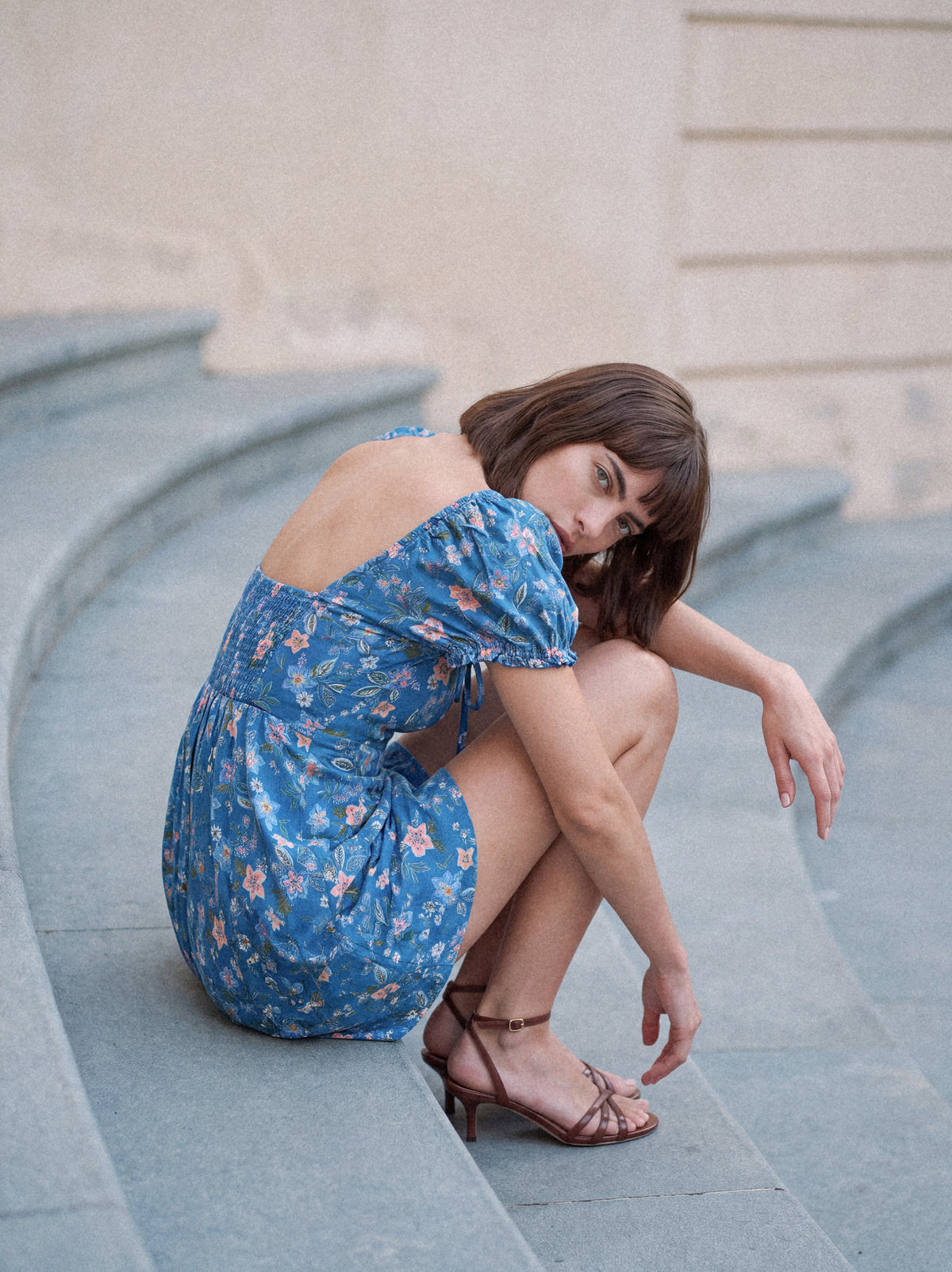 Puff-Sleeve Mini Dress