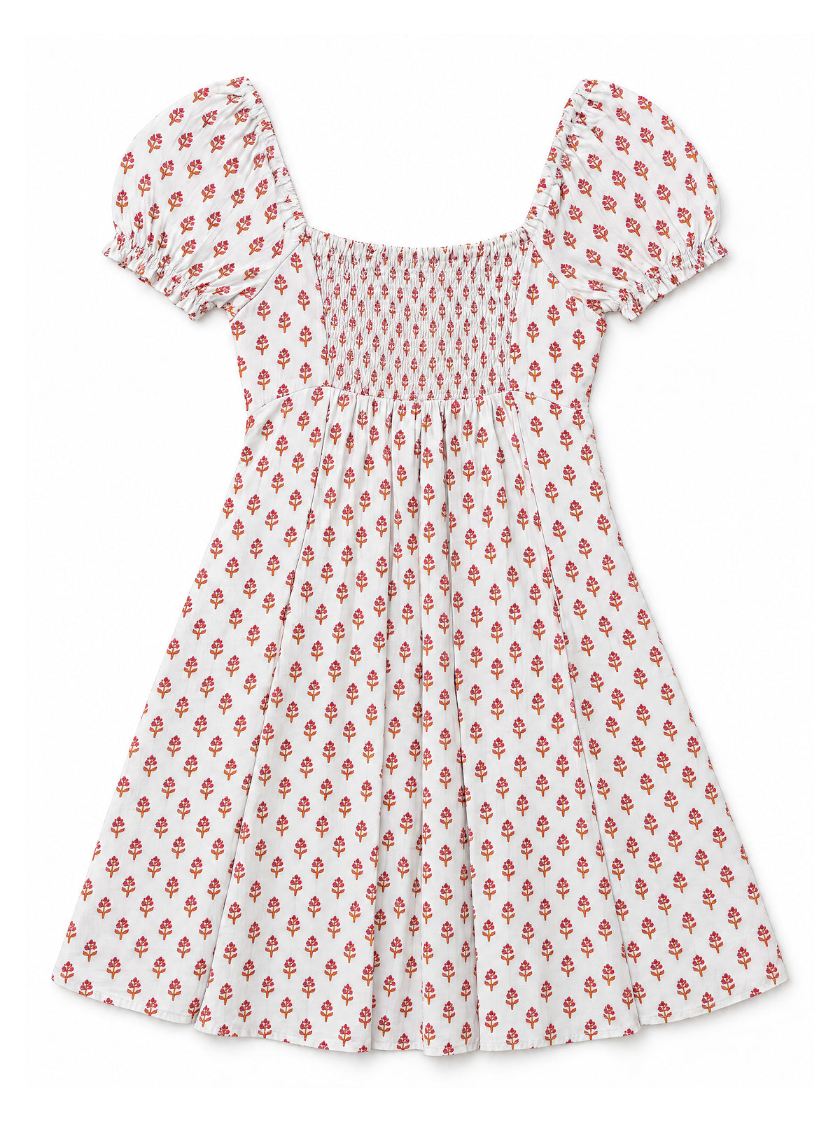 Printed Puff-Sleeve Mini Dress