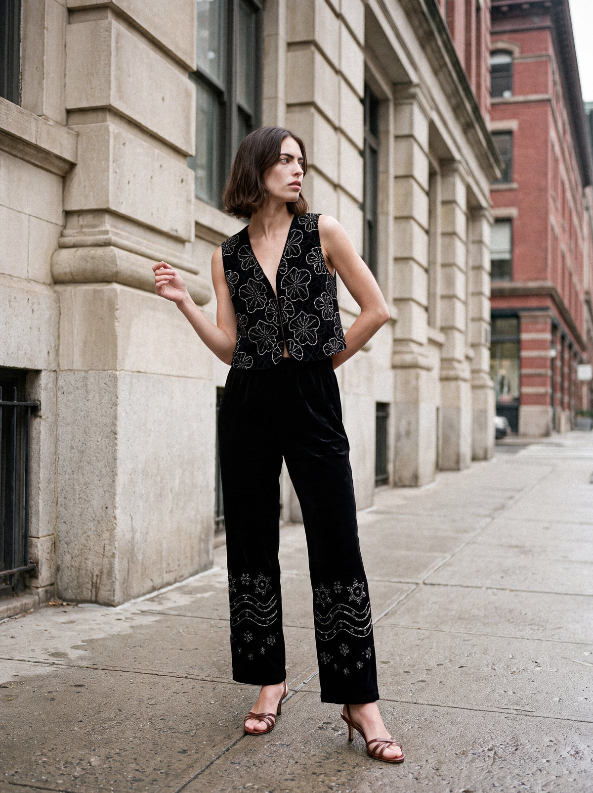 Black Embellished Vest