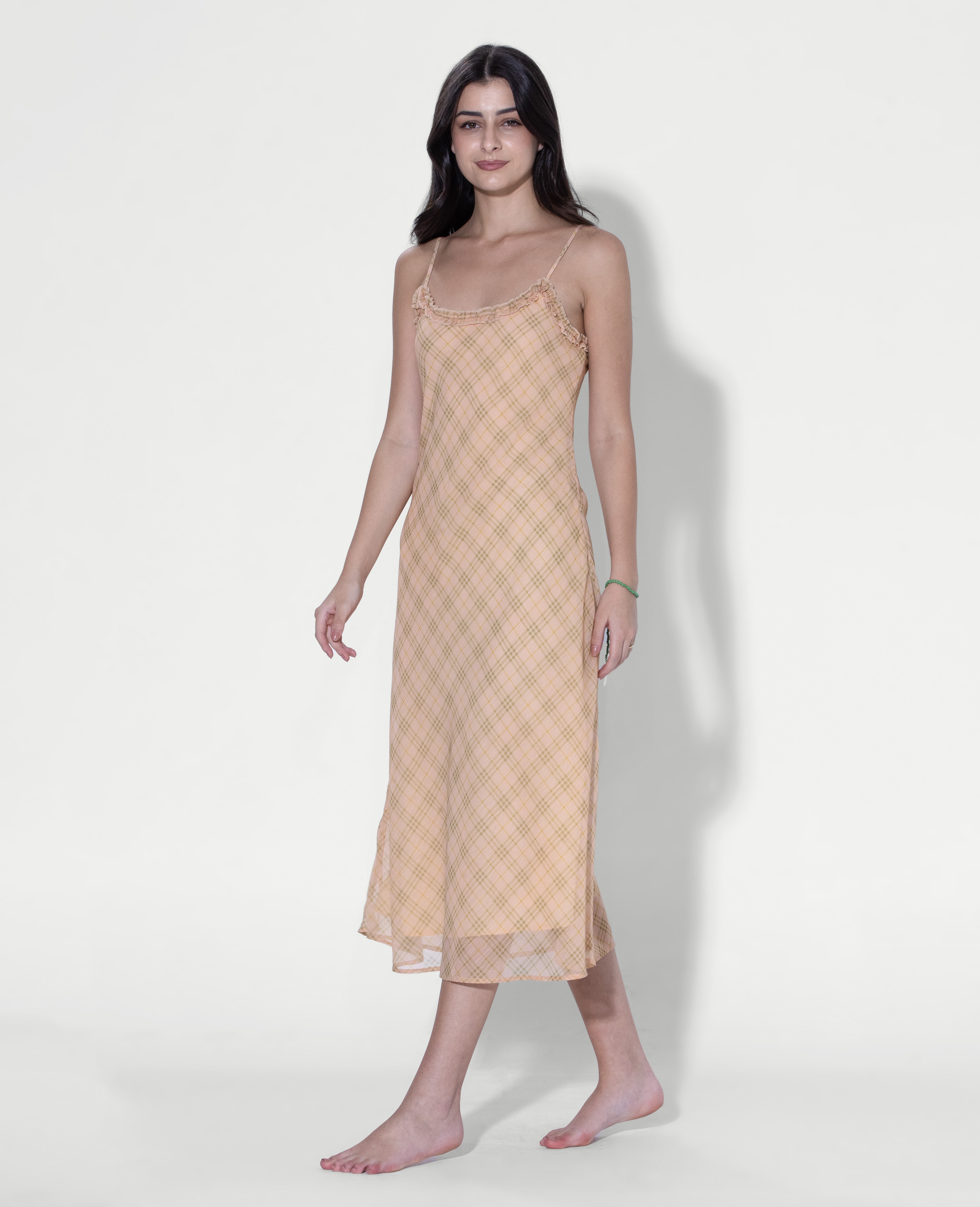 Checked Slip Midi Dress