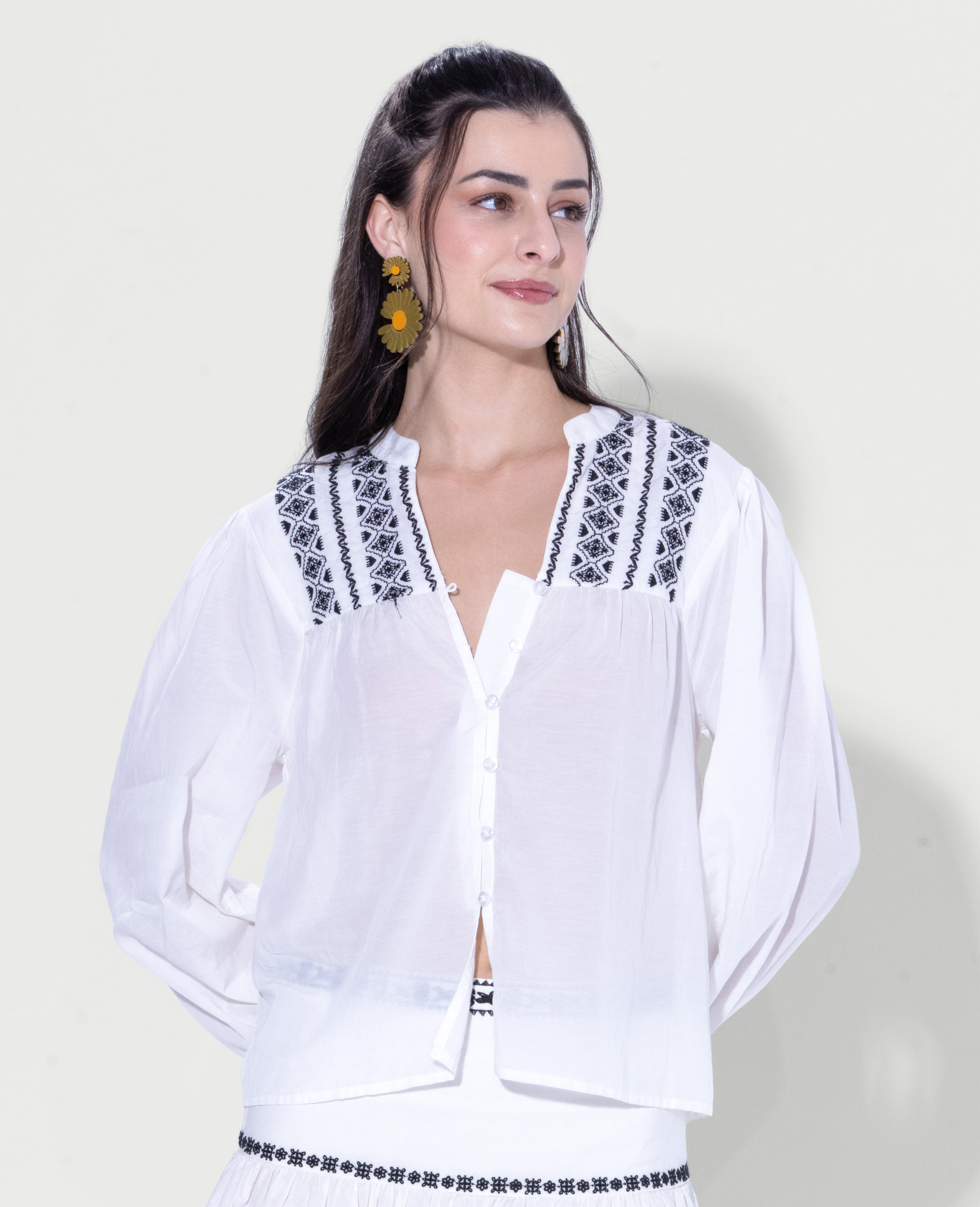 White Embroidered Shirt