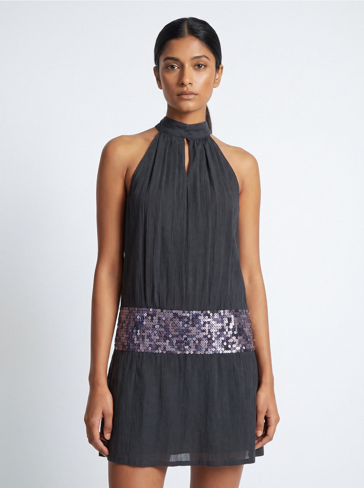 Sequin-Detail Panel Dress