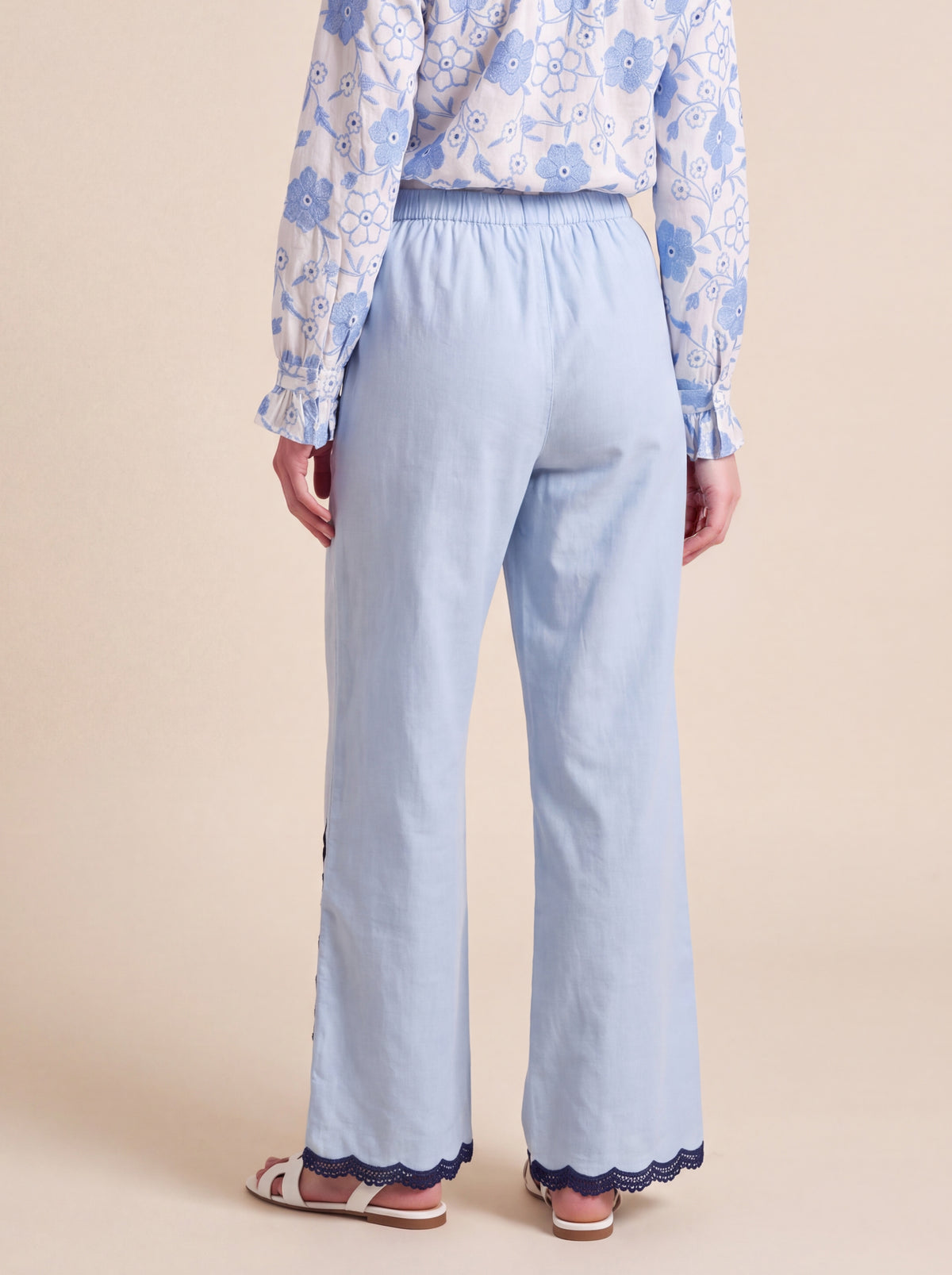 Azure Bloom Embroidered Trousers