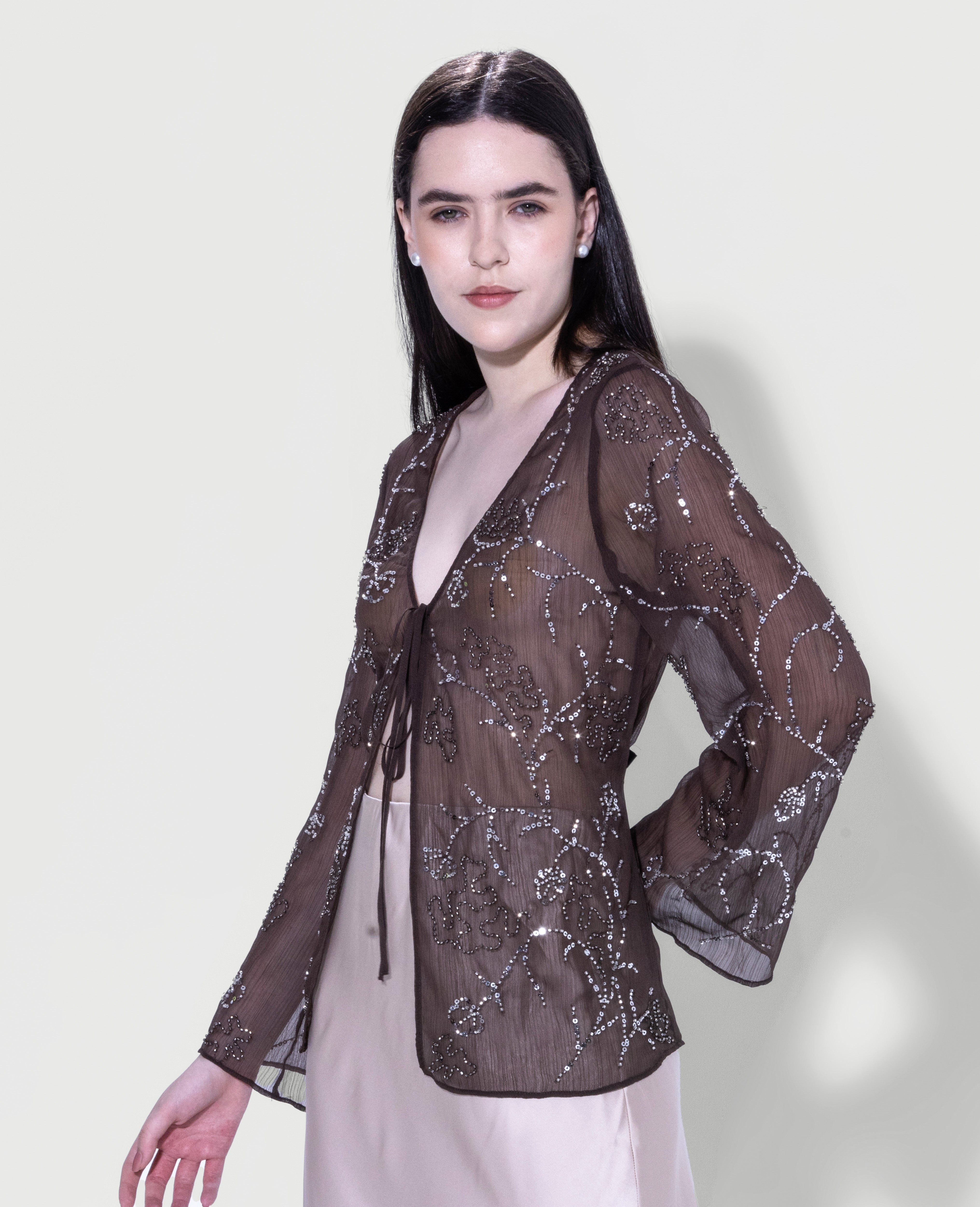 Embellished Sheer Top