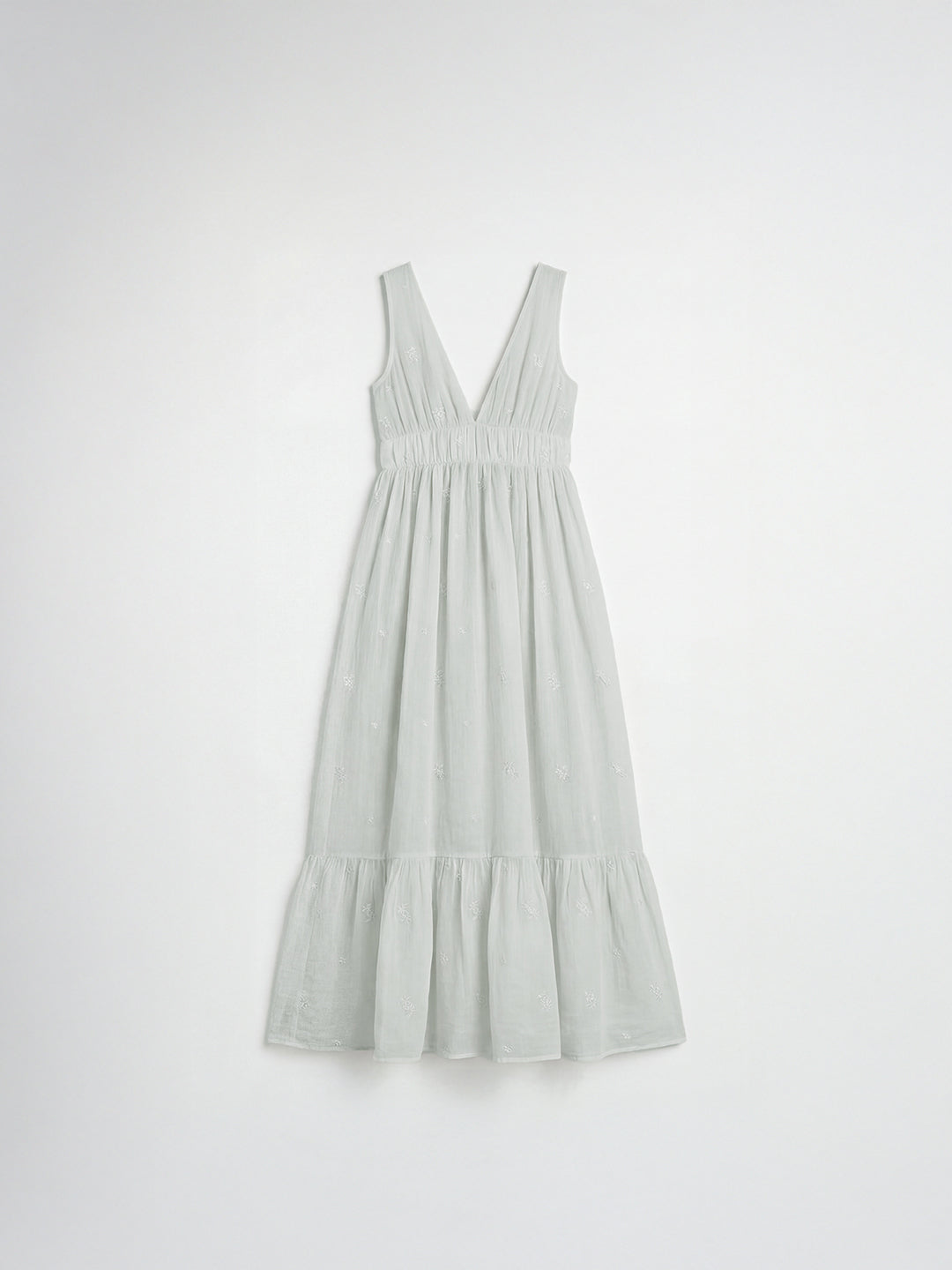 Plunging Embroidered Maxi Dress