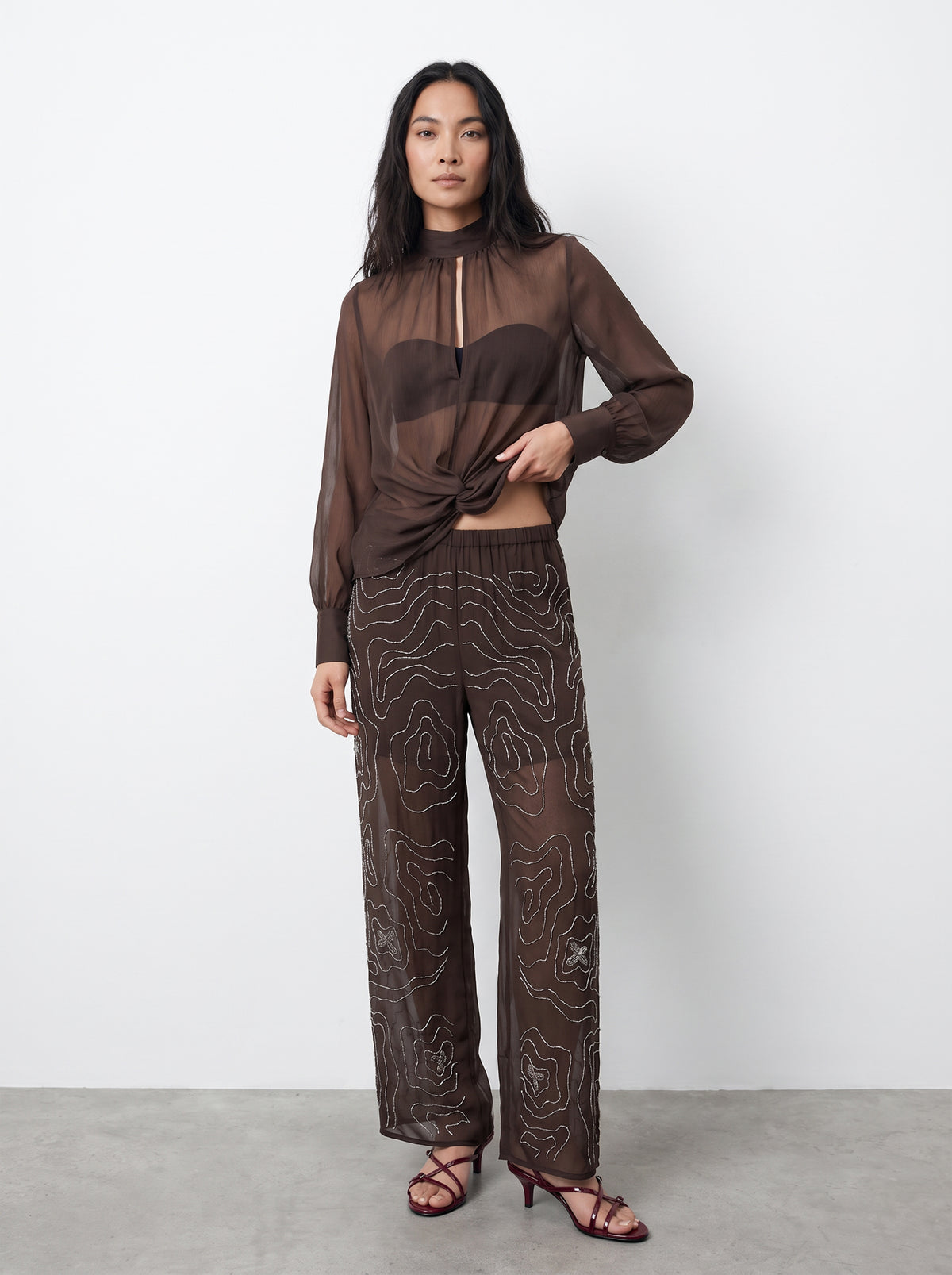 Mocha Embellished Trousers