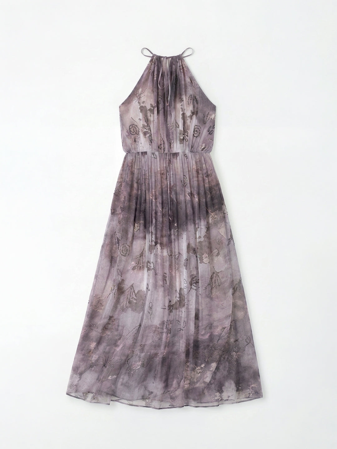 Pleated Halter Maxi Dress