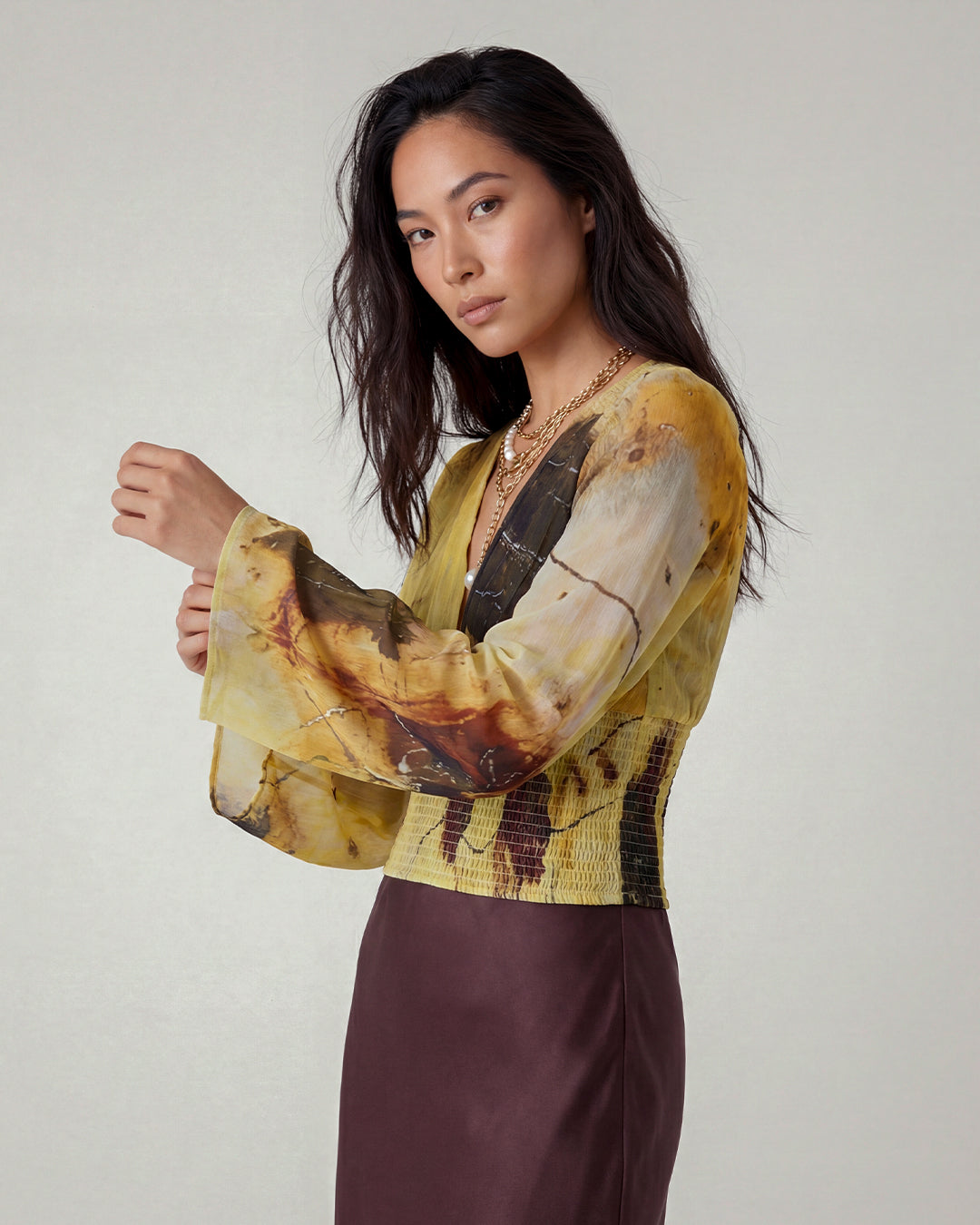 Abstract Ochre Blouse