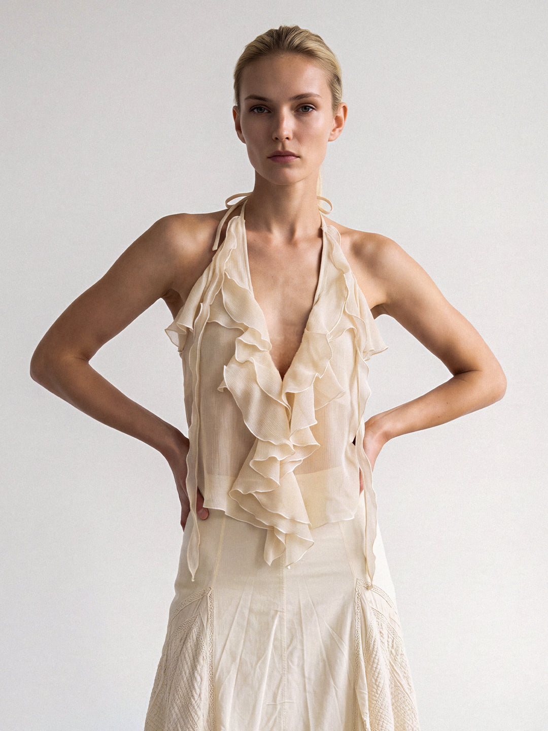 Cascade Ruffle Halter