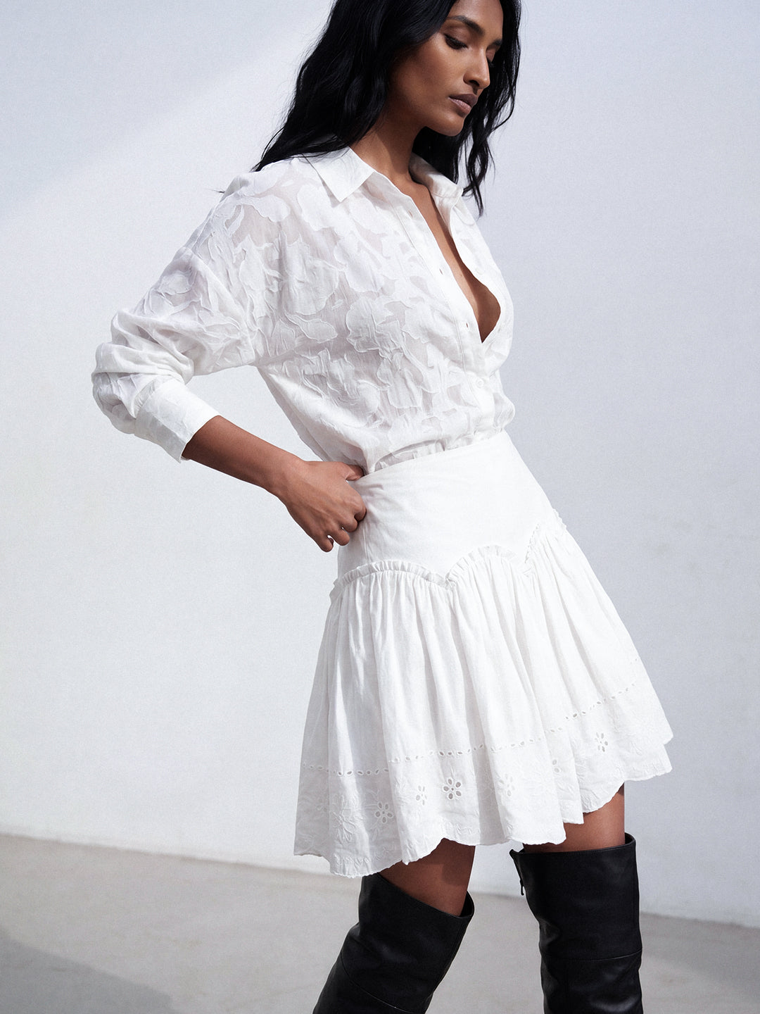 Scalloped Cotton Skirt