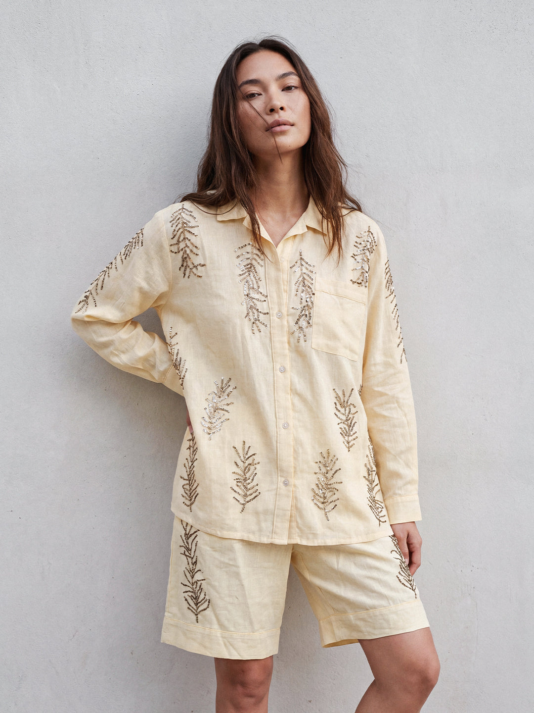 Frostline Embellished Shirt (Yellow)
