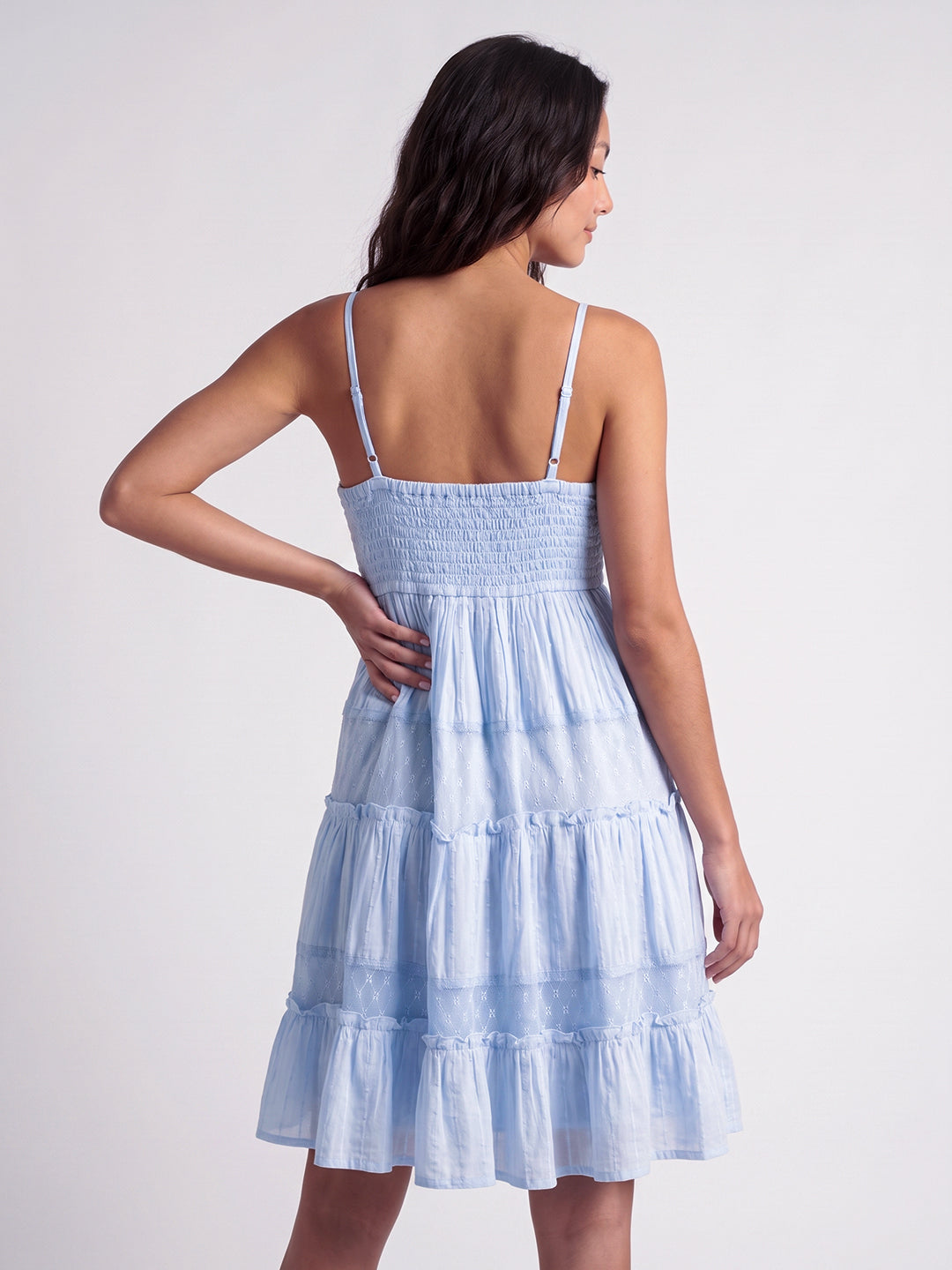 Azure Smocked Tiered Dress