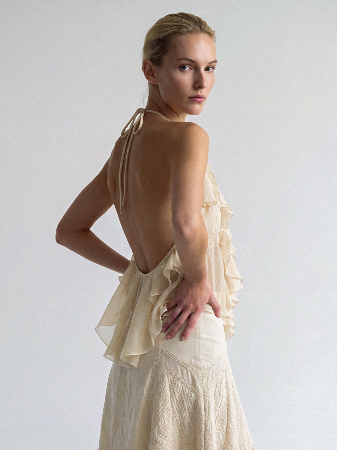 Cascade Ruffle Halter