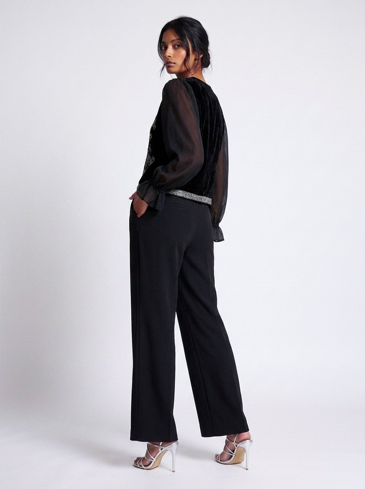 Embroidered Velvet Blouse