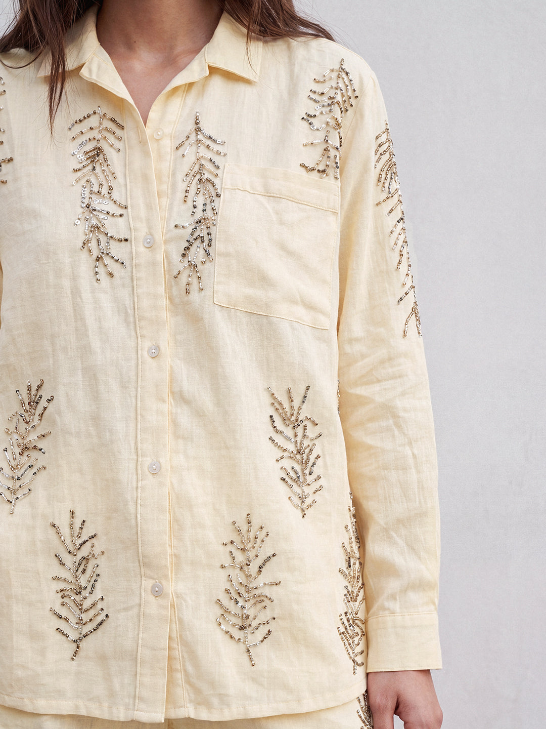 Frostline Embellished Shirt (Yellow)