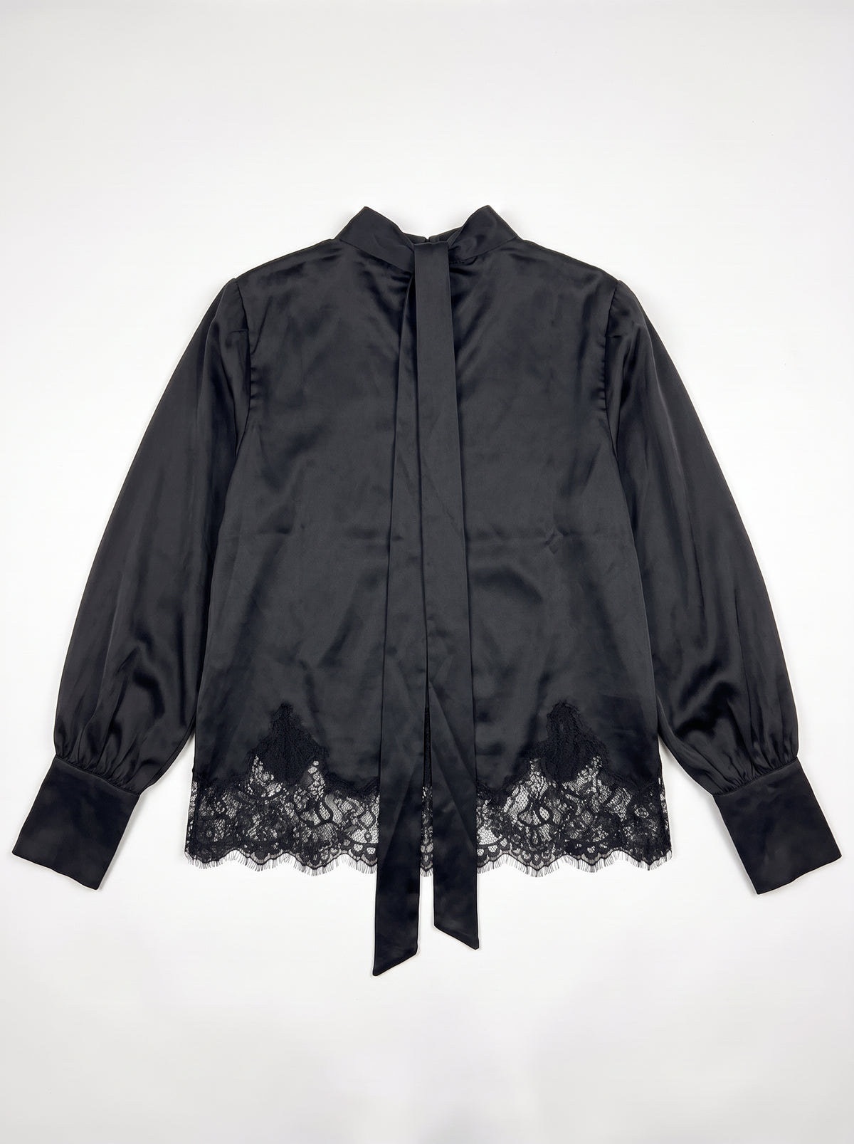 Tie-detailed lace trimmed top