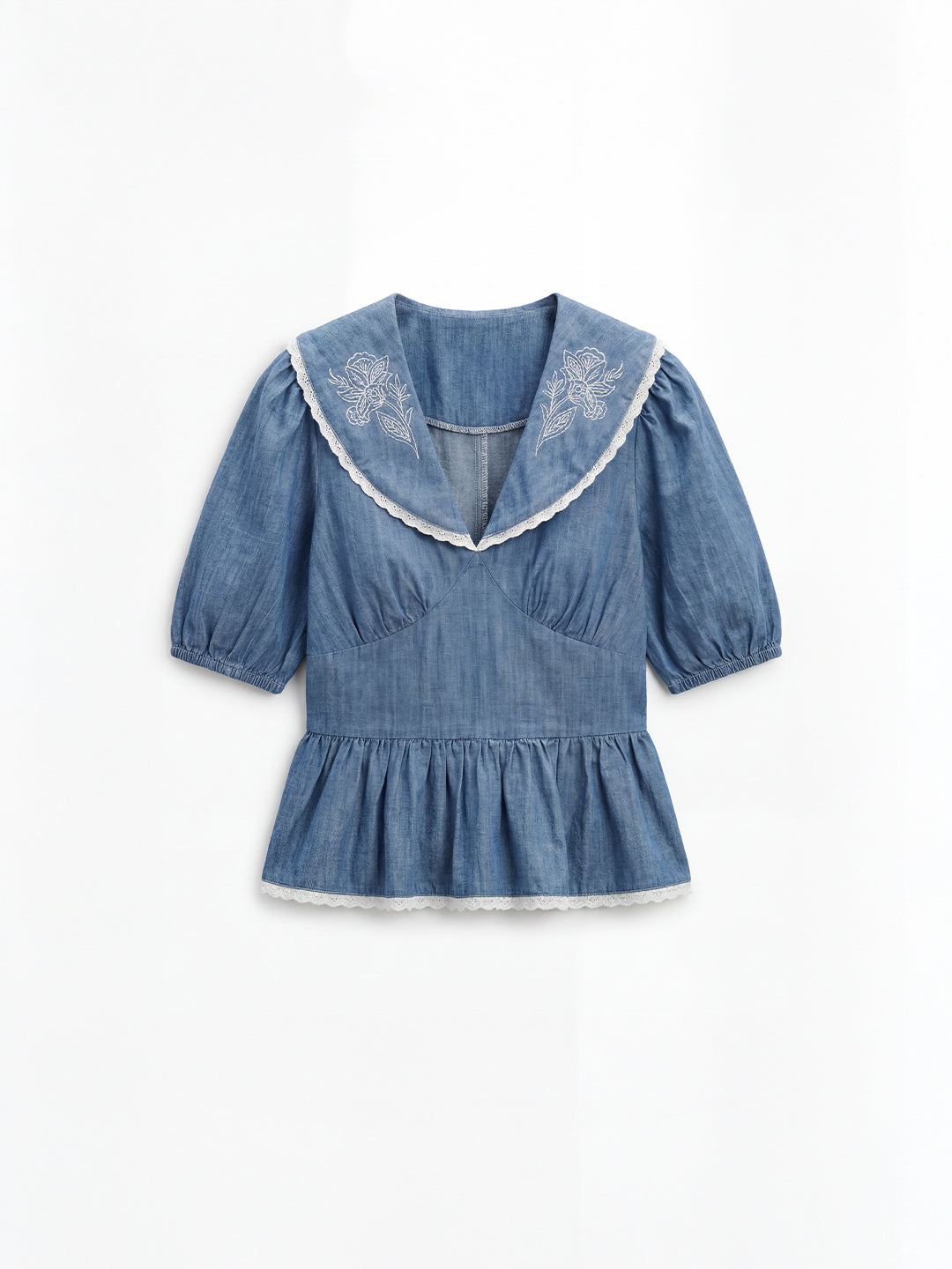 Denim Peplum Blouse