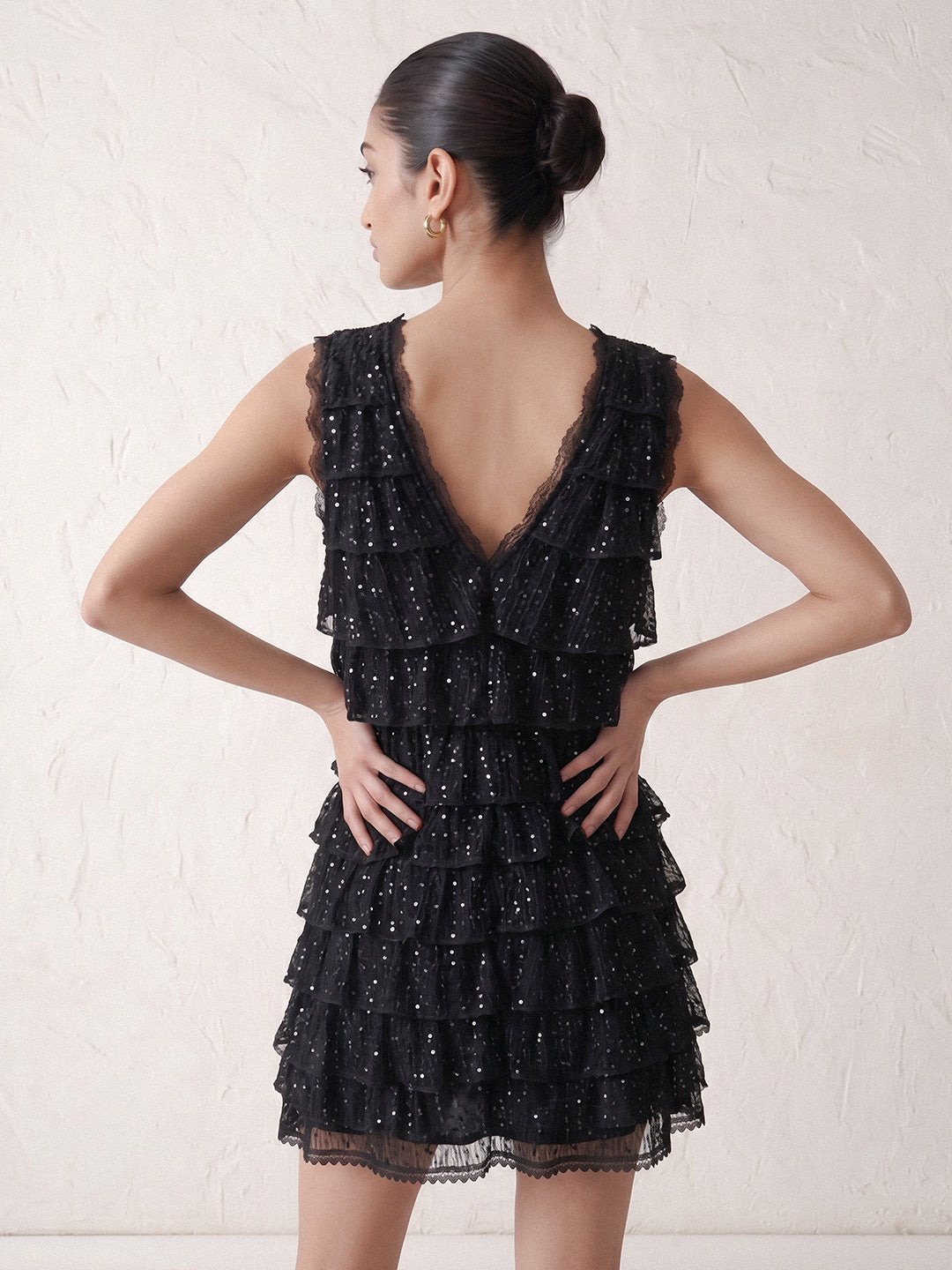 Ruffle V-Neck Mini Dress